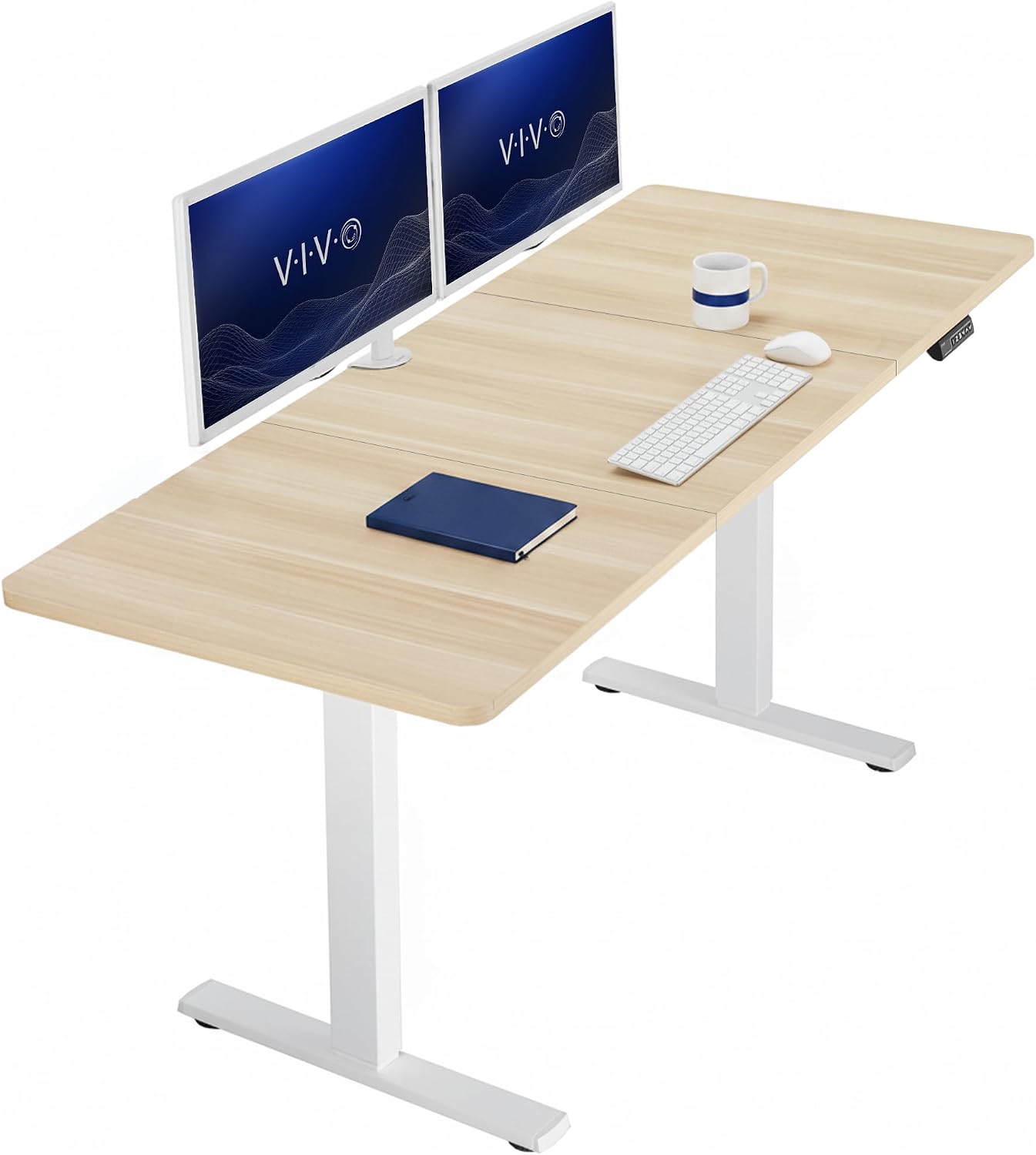 VIVO Electric 63 x 32 in Standing Desk, Memory Height Adjustment, 1B Series, Holds 220 lbs, Dark Walnut Top Black Frame, DESK-KIT-1B1D
