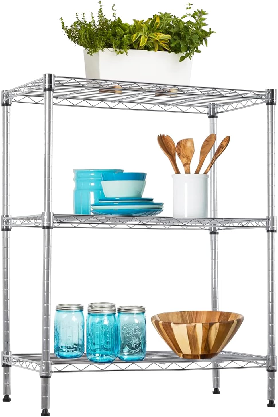 BestOffice, 4-Tier Wire Storage Shelves, 36x14x54, Chrome, with Adjustable Racks, Heavy-Duty Metal Shelf, Holds Up to 1000 lbs, No-Tool Assembly