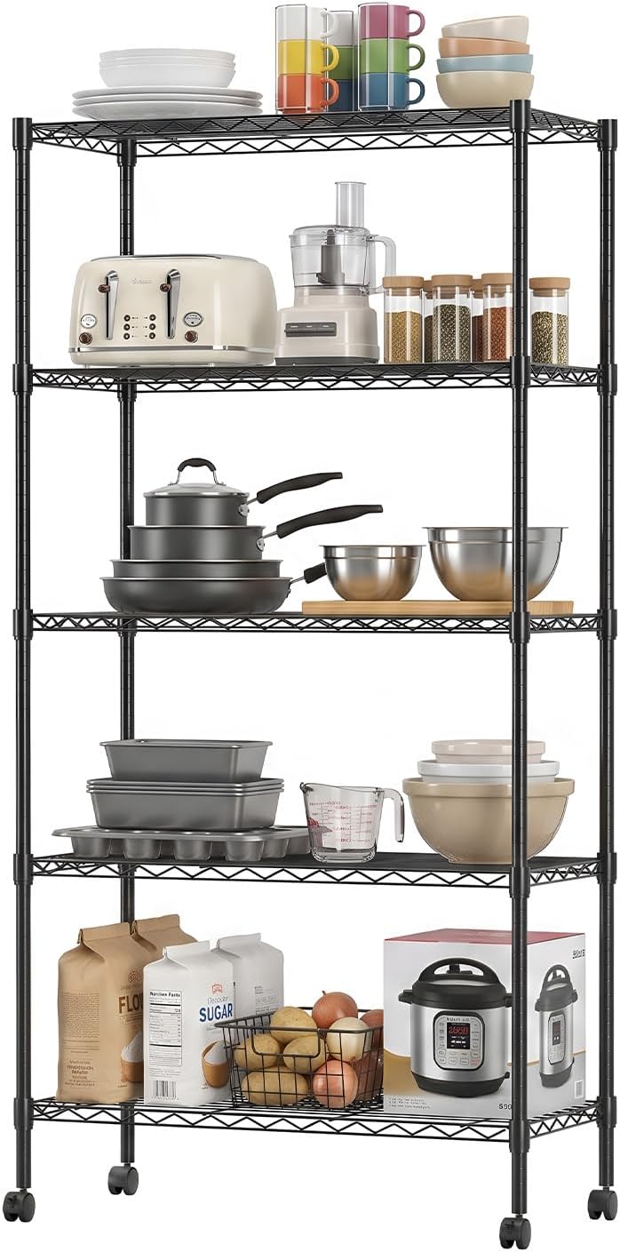 BestOffice, 4-Tier Wire Storage Shelves, 36x14x54, Chrome, with Adjustable Racks, Heavy-Duty Metal Shelf, Holds Up to 1000 lbs, No-Tool Assembly