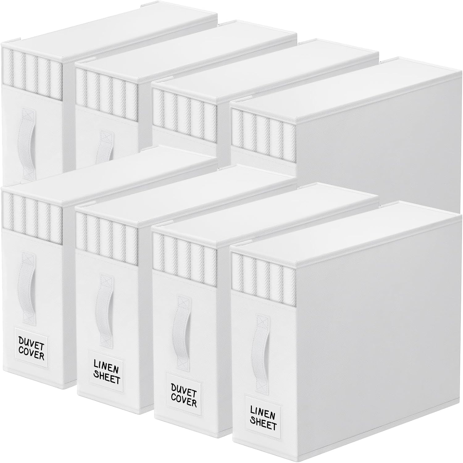 StorageTastic 6 Pack Bed Sheet Closet Organizers and Storage, Sturdy Foldable Storage Containers with Window and Label