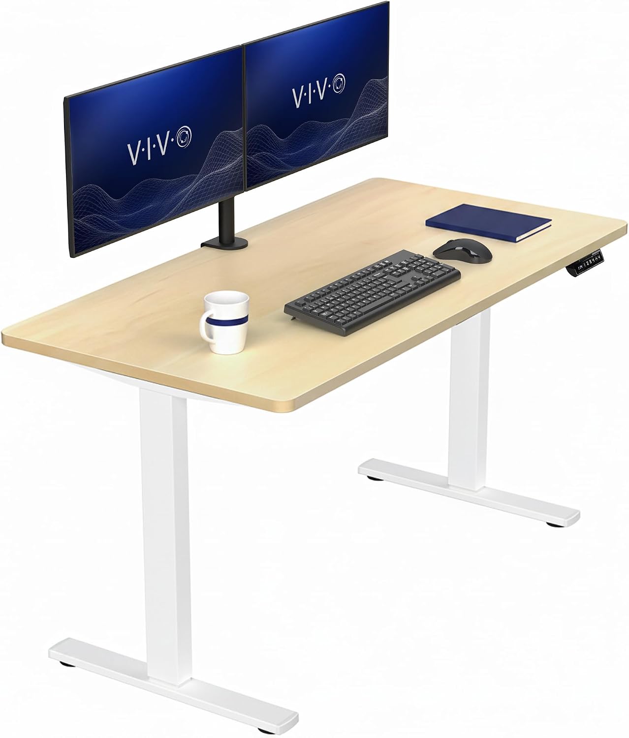 VIVO Electric 63 x 32 in Standing Desk, Memory Height Adjustment, 1B Series, Holds 220 lbs, Dark Walnut Top Black Frame, DESK-KIT-1B1D