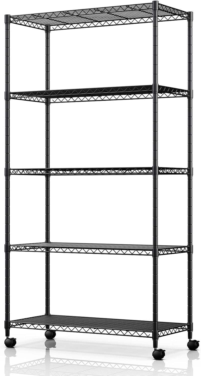 YSSOA Heavy Duty 3-Tier Storage Shelves 750Lb Capacity, 24.02" D x 13.78" W x 21.97" H Shelving Unit for Pantry, Garage, Laundry and Kitchen, Chrome