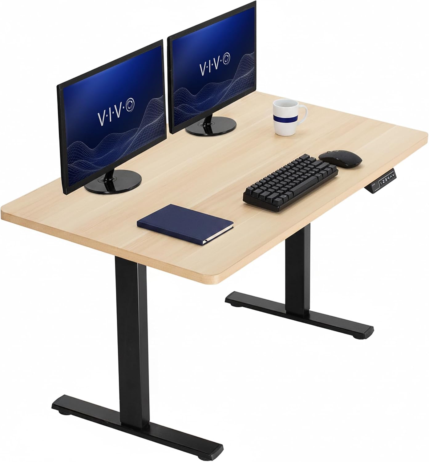 VIVO Electric 63 x 32 in Standing Desk, Memory Height Adjustment, 1B Series, Holds 220 lbs, Dark Walnut Top Black Frame, DESK-KIT-1B1D