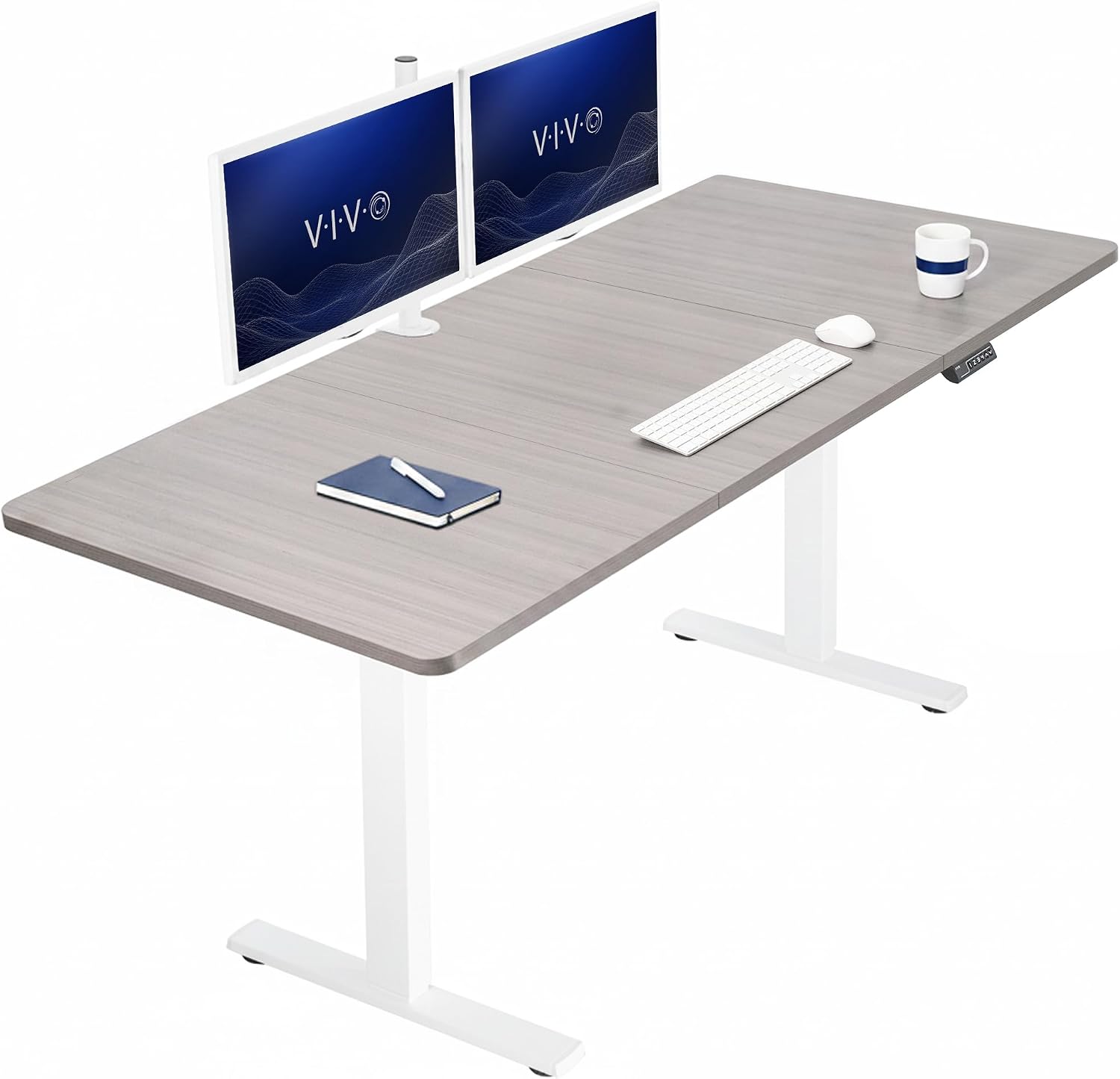 VIVO Electric 63 x 32 in Standing Desk, Memory Height Adjustment, 1B Series, Holds 220 lbs, Dark Walnut Top Black Frame, DESK-KIT-1B1D