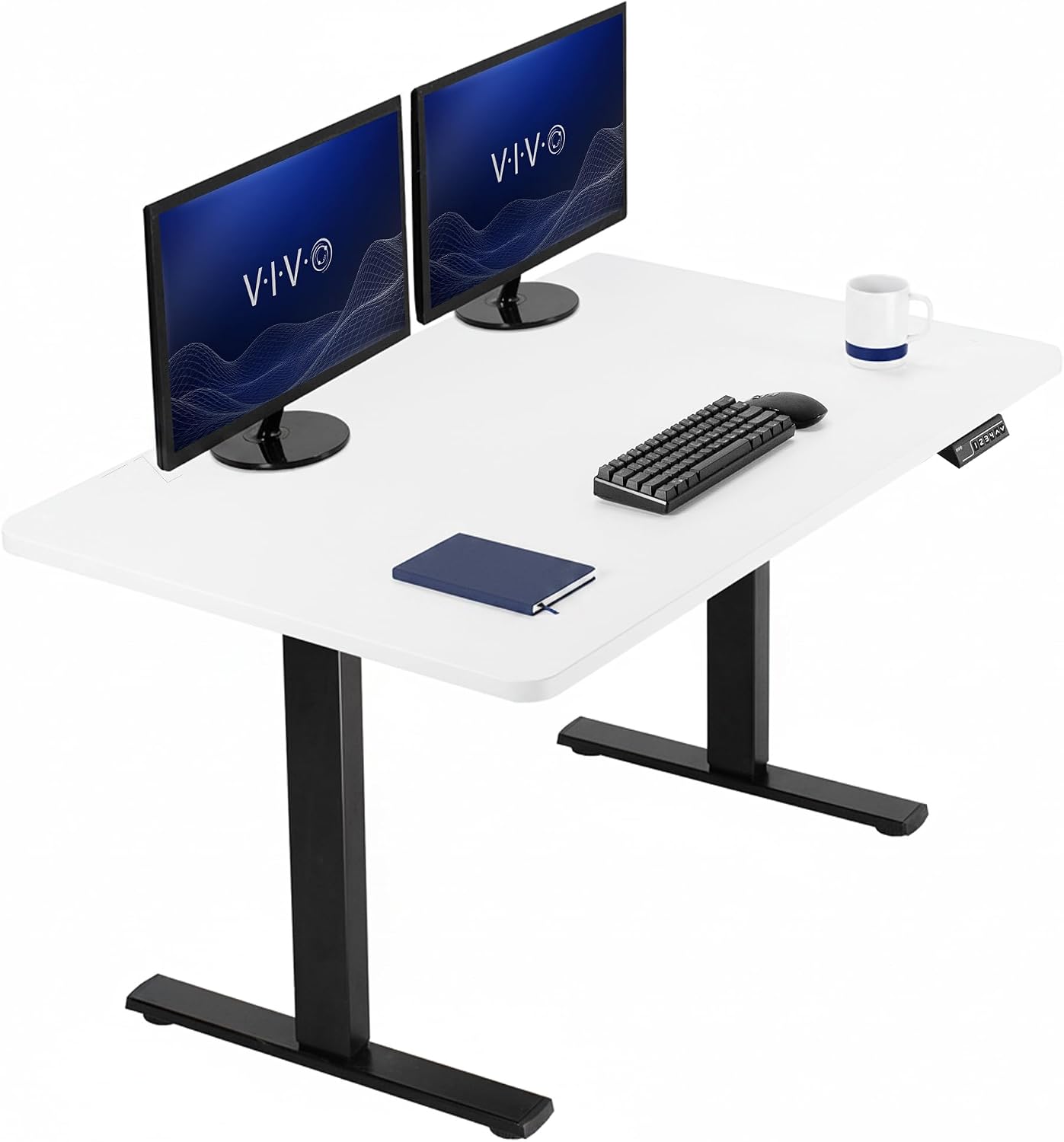 VIVO Electric 63 x 32 in Standing Desk, Memory Height Adjustment, 1B Series, Holds 220 lbs, Dark Walnut Top Black Frame, DESK-KIT-1B1D