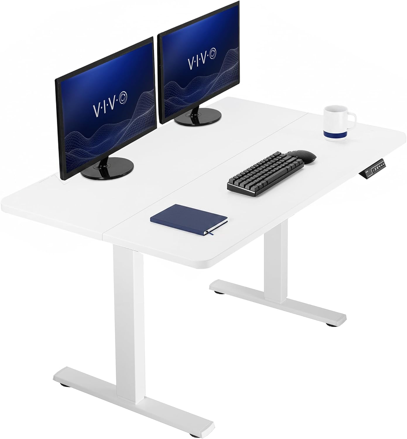 VIVO Electric 63 x 32 in Standing Desk, Memory Height Adjustment, 1B Series, Holds 220 lbs, Dark Walnut Top Black Frame, DESK-KIT-1B1D