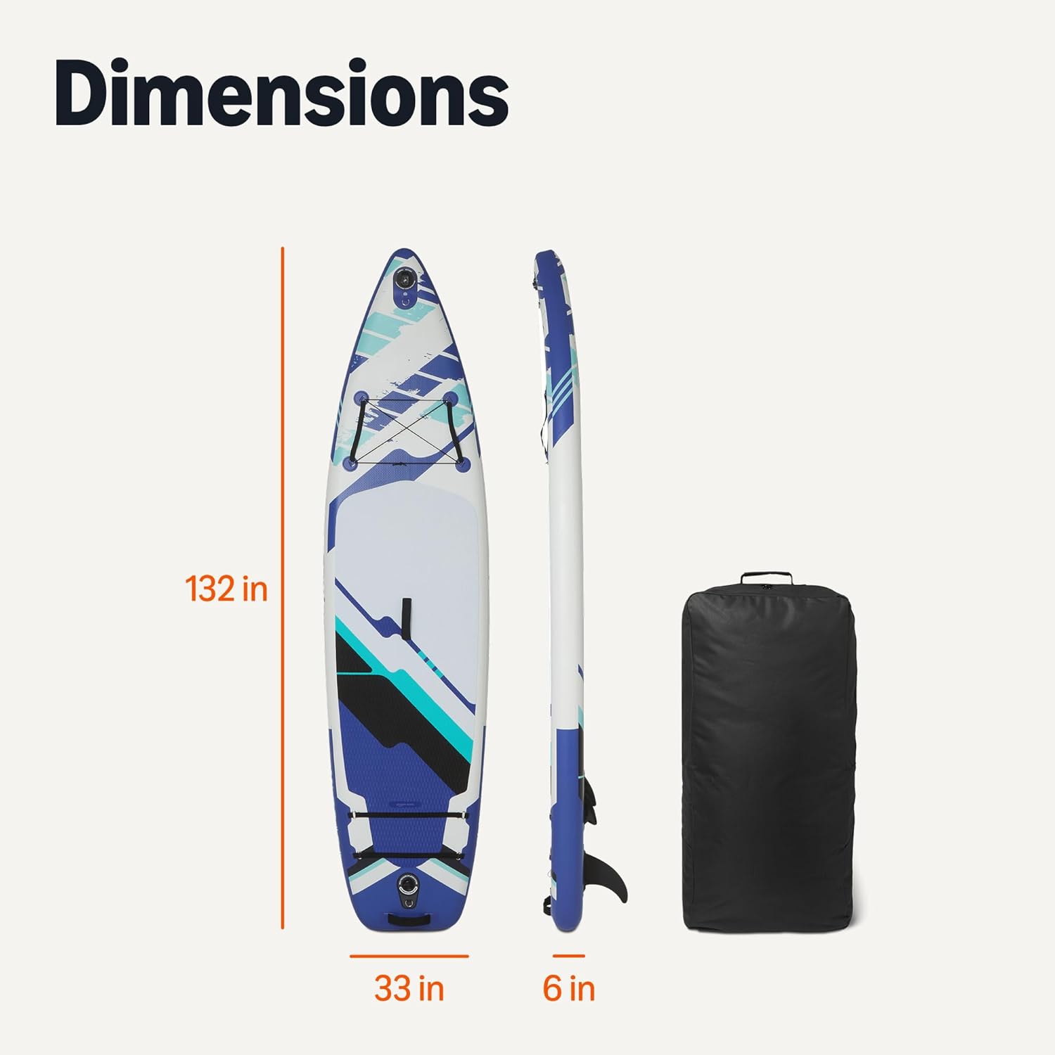 Amazon Basics Inflatable Stand Up Paddleboard with Accessories, 132" x 33" x 15", Blue