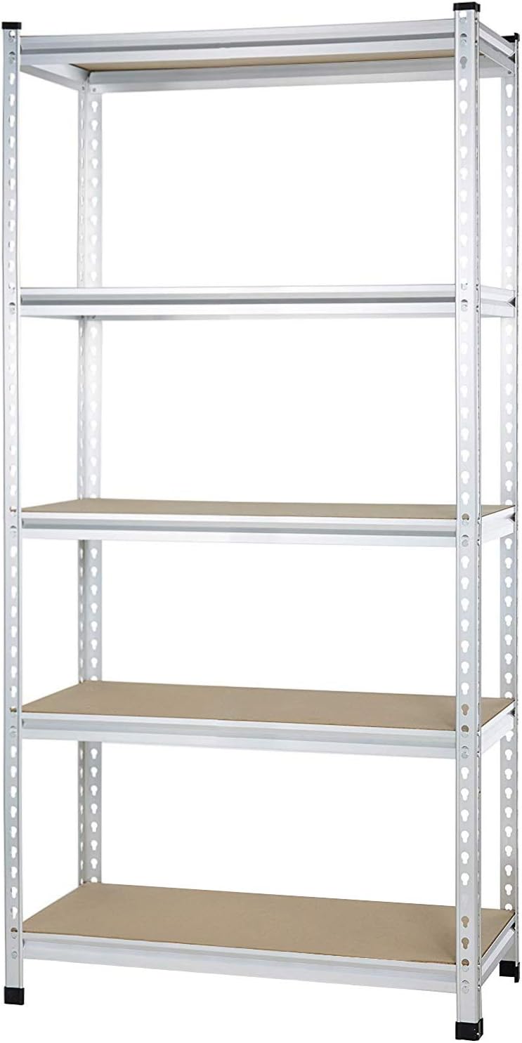 Amazon Basics Heavy Duty 5 Shelf Storage Shelving Unit, High-Grade Aluminum, Shelves, Adjustable Height, 60" x 24" x 78", Silver, Heavy Duty