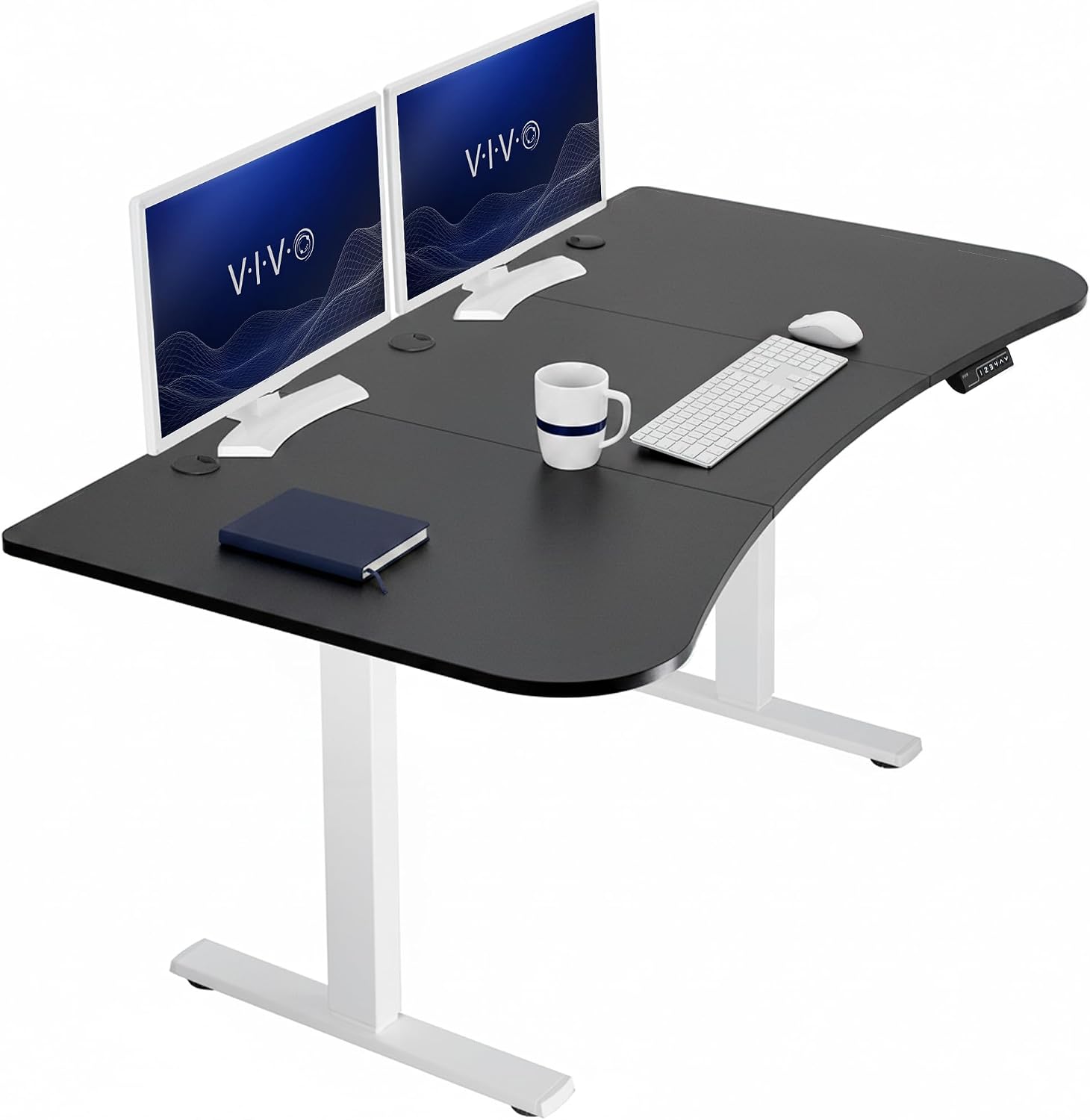 VIVO Electric 63 x 32 in Standing Desk, Memory Height Adjustment, 1B Series, Holds 220 lbs, Dark Walnut Top Black Frame, DESK-KIT-1B1D