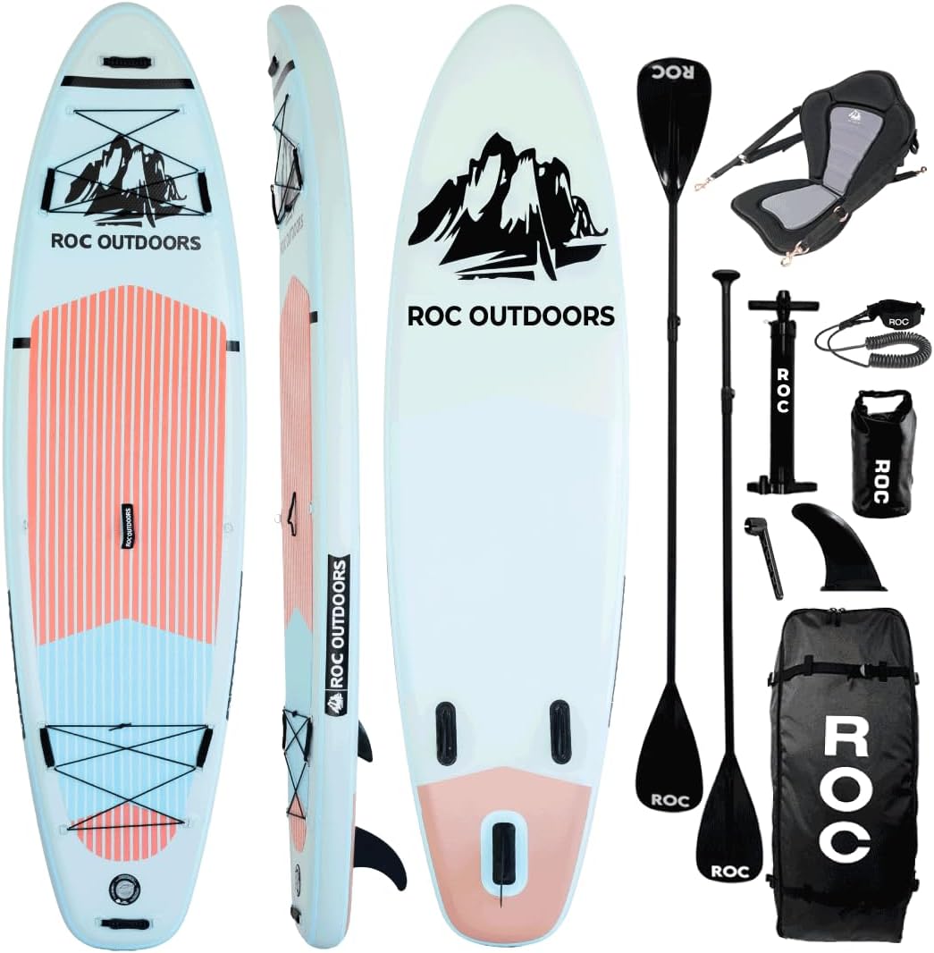 Roc Inflatable Stand Up Paddle Board 10' 6" with Premium SUP Paddle Board Accessories, Wide Stable Design, Non-Slip Comfort Deck for Youth and Adults