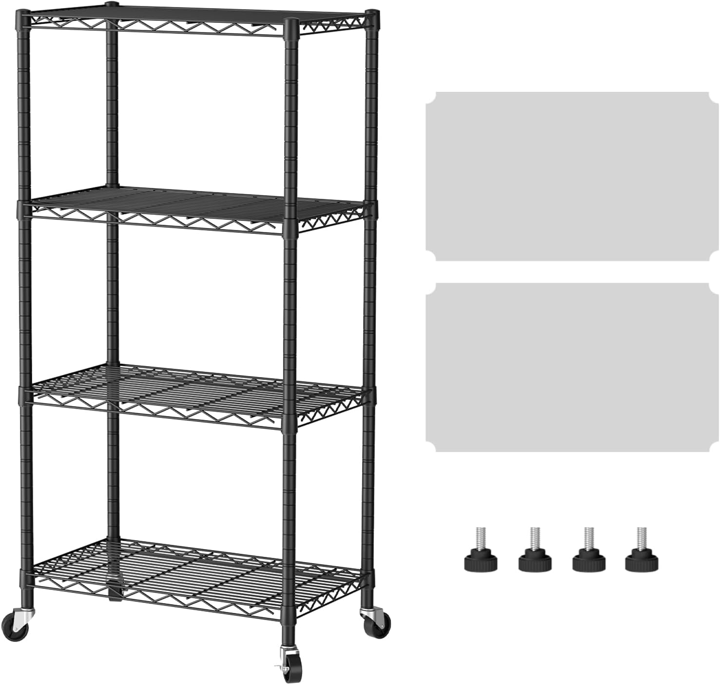 5 Shelves Storage Shelf Wire Shelving Unit Metal Adjustable Wheels, Small Shelf Storage with Wheels Organizers Closet Unit for Bathroom Laundry Room