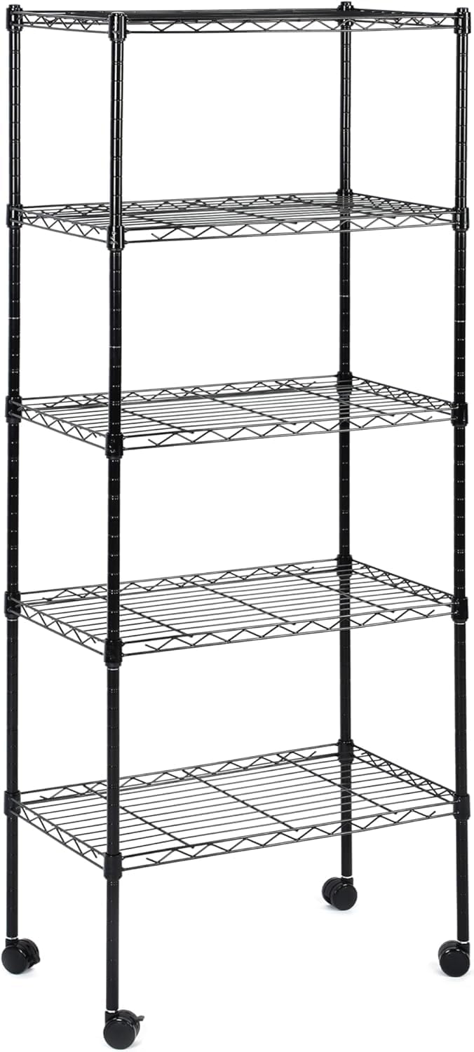 Simple Deluxe Heavy Duty 3-Shelf Shelving Unit with Wheels, Adjustable Steel Wire Shelving