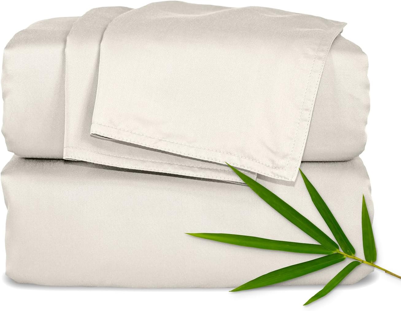 Pure Bamboo King Sheets, Genuine 100% Organic Viscose Derived from Bamboo Bed Sheet Set, Luxuriously Soft and Cooling, Double Stitching