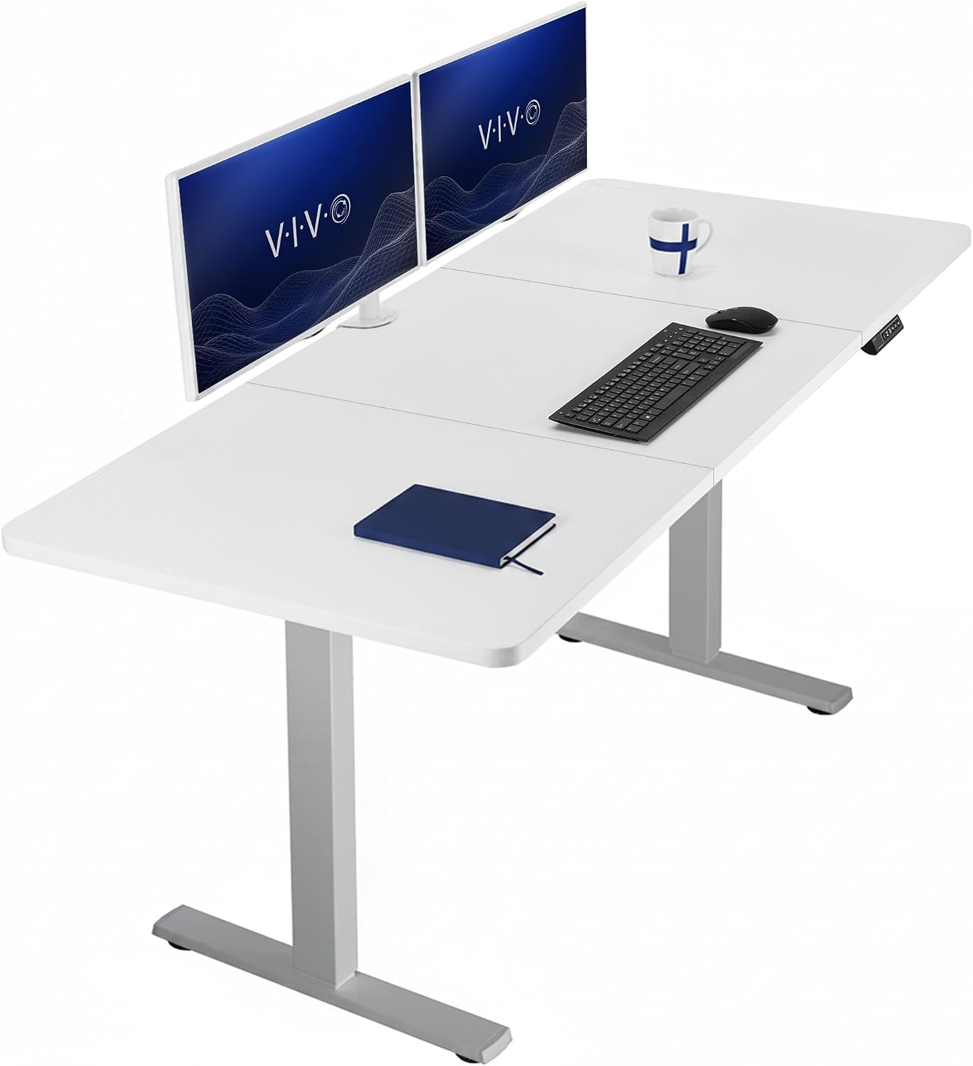VIVO Electric 63 x 32 in Standing Desk, Memory Height Adjustment, 1B Series, Holds 220 lbs, Dark Walnut Top Black Frame, DESK-KIT-1B1D