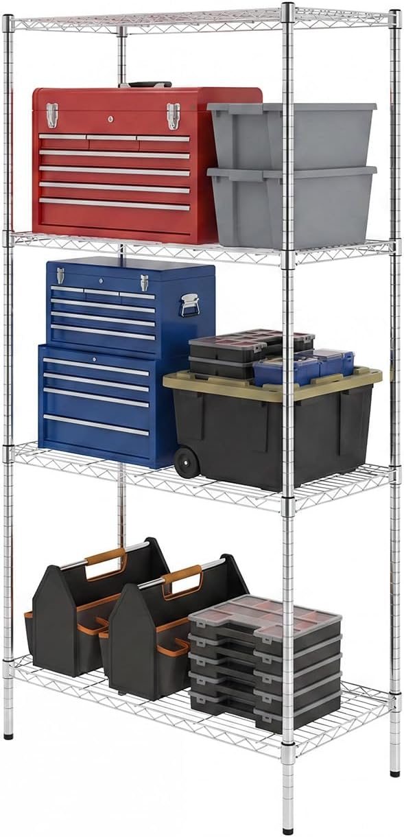 SafeRacks NSF 4-Tier Heavy Duty Steel Wire Rack with Wheels (24"x60"x72")