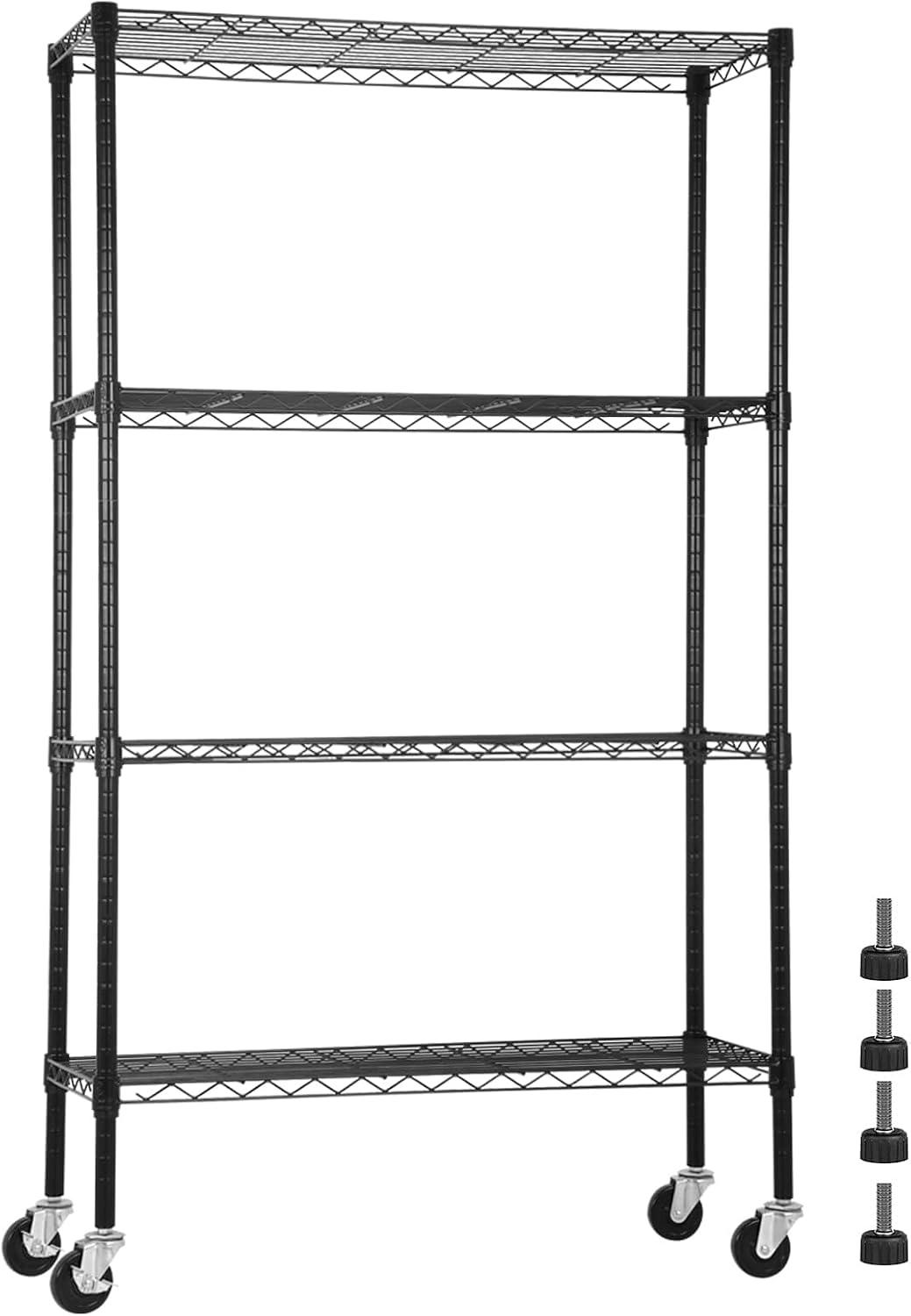 Heavy Duty 6 Tier Shelving Unit Adjustable 6000Lbs Capacity Steel Storage Rack 18" x 48 x 76 Mobile Shelves Wire Shelf Silver Rolling Utility Cart for