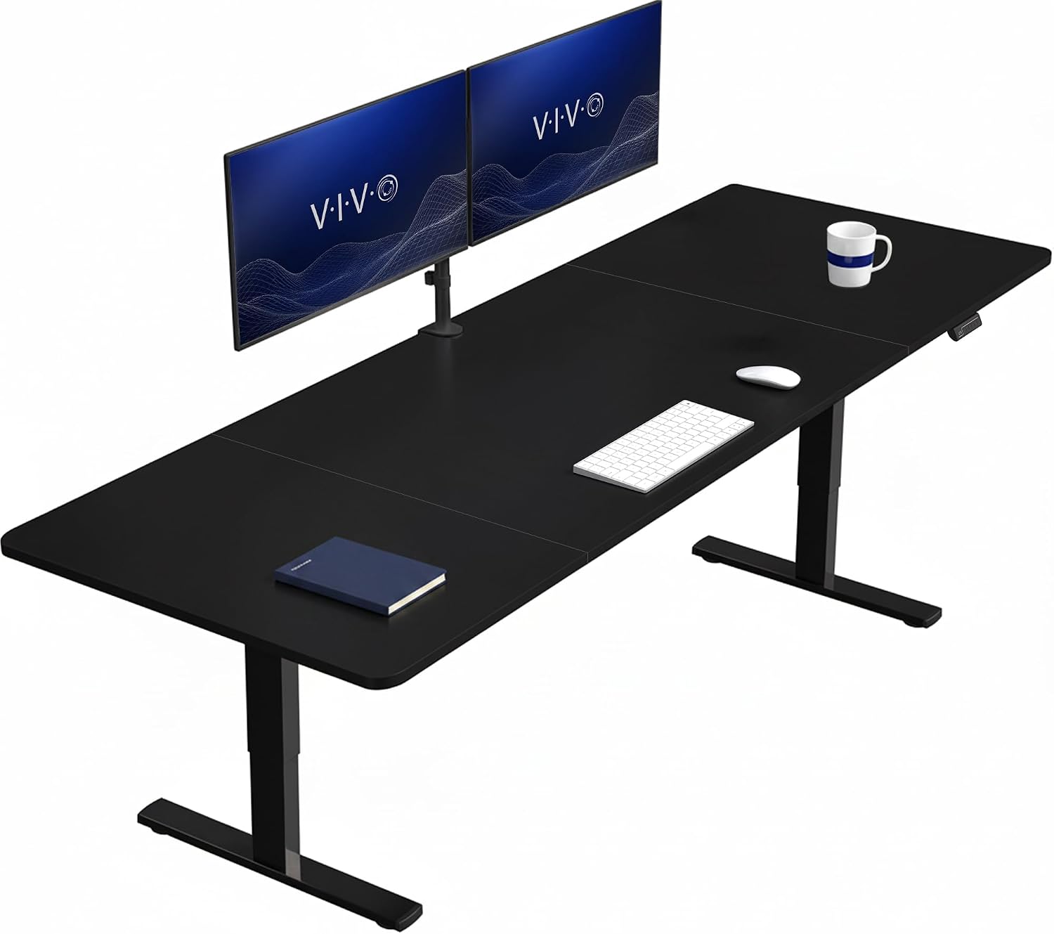 VIVO Electric 63 x 32 in Standing Desk, Memory Height Adjustment, 1B Series, Holds 220 lbs, Dark Walnut Top Black Frame, DESK-KIT-1B1D