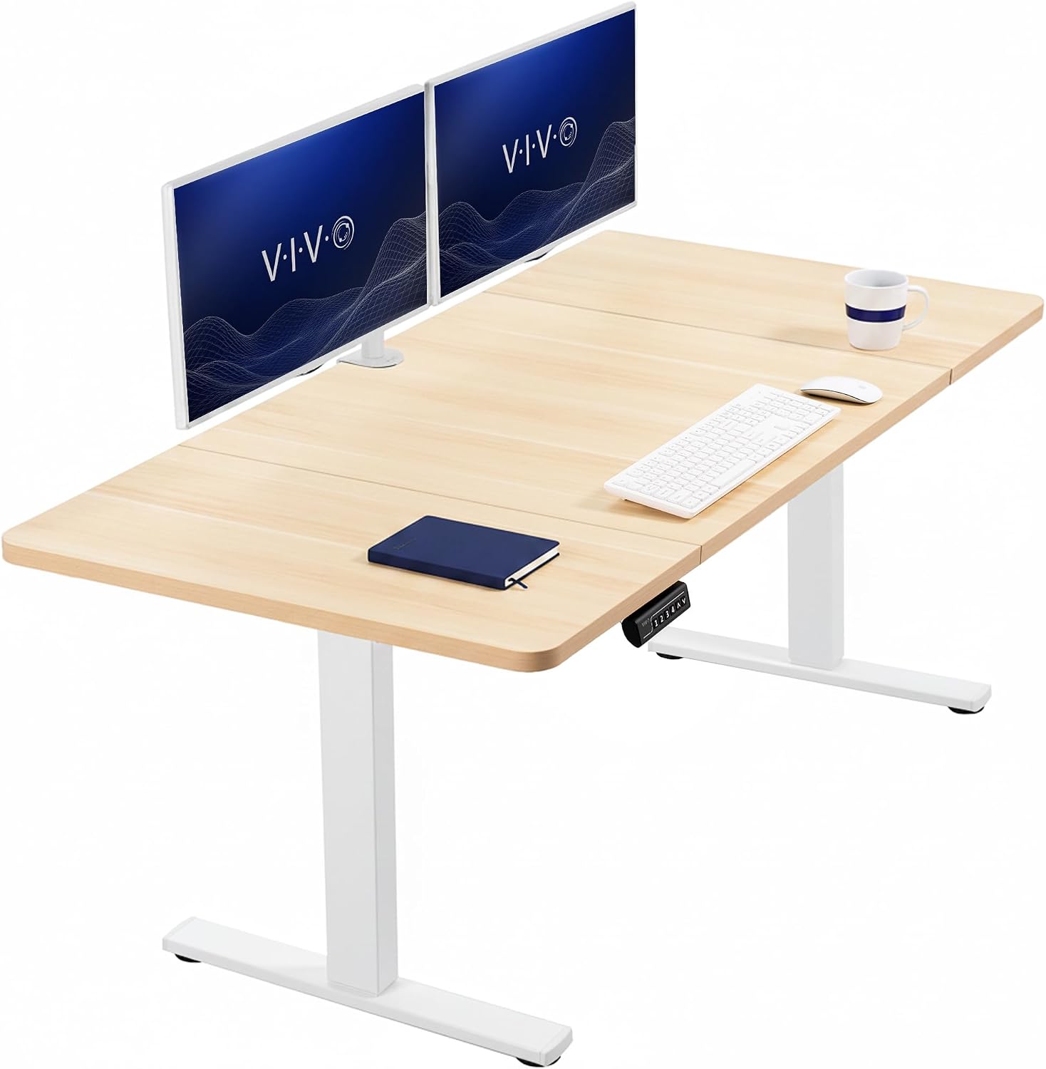 VIVO Electric 63 x 32 in Standing Desk, Memory Height Adjustment, 1B Series, Holds 220 lbs, Dark Walnut Top Black Frame, DESK-KIT-1B1D