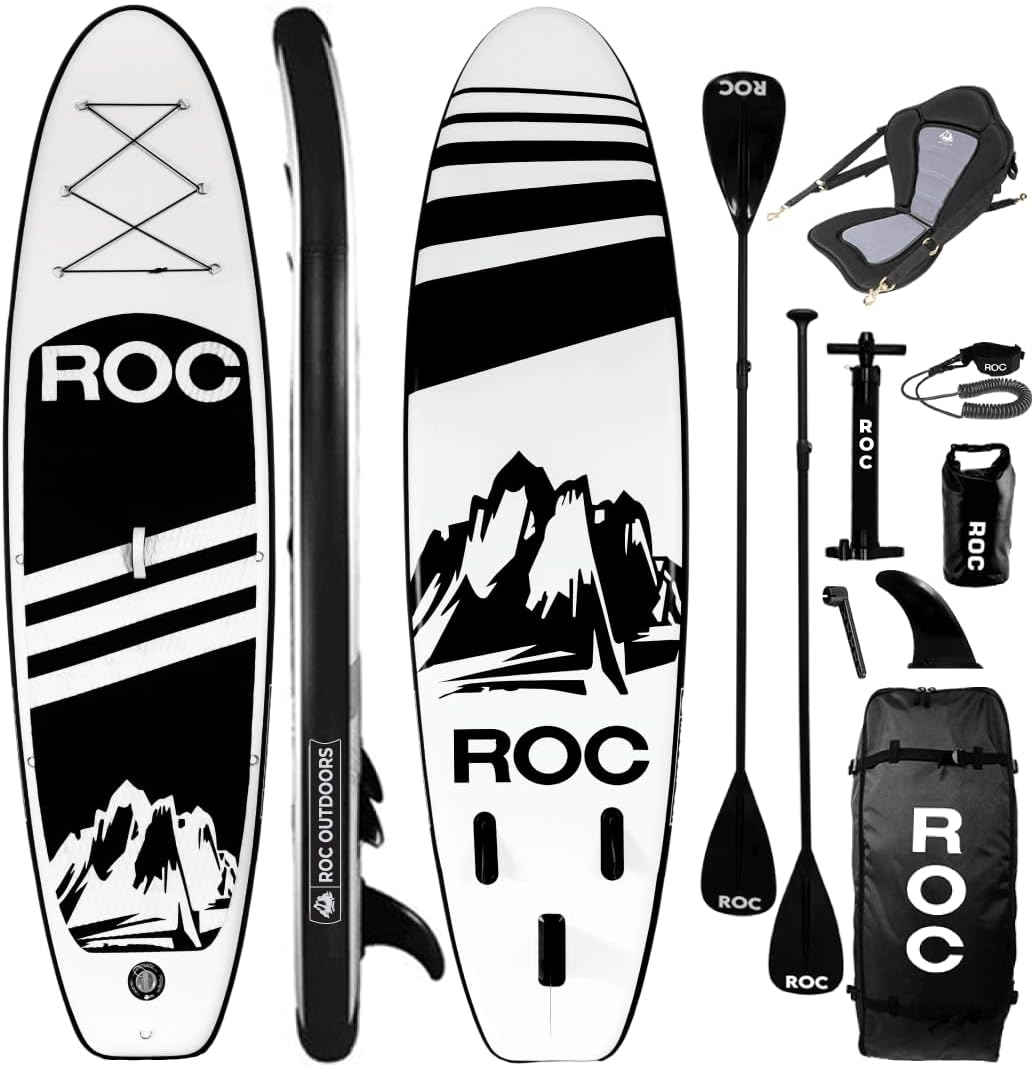Roc Inflatable Stand Up Paddle Board 10' 6" with Premium SUP Paddle Board Accessories, Wide Stable Design, Non-Slip Comfort Deck for Youth and Adults