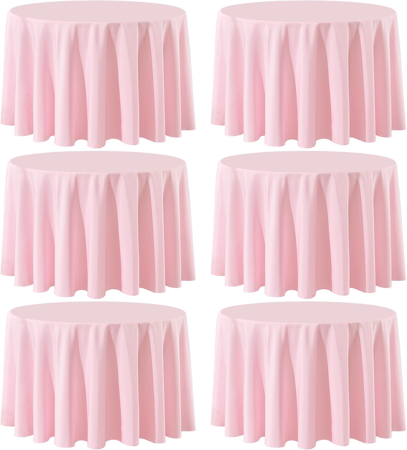 Aocoz Round Tablecloth 120 Inch 6 Pack White Tablecloths Washable Decorative Linen Polyester Table Clothes Cover for Dining Table Banquets Buffet