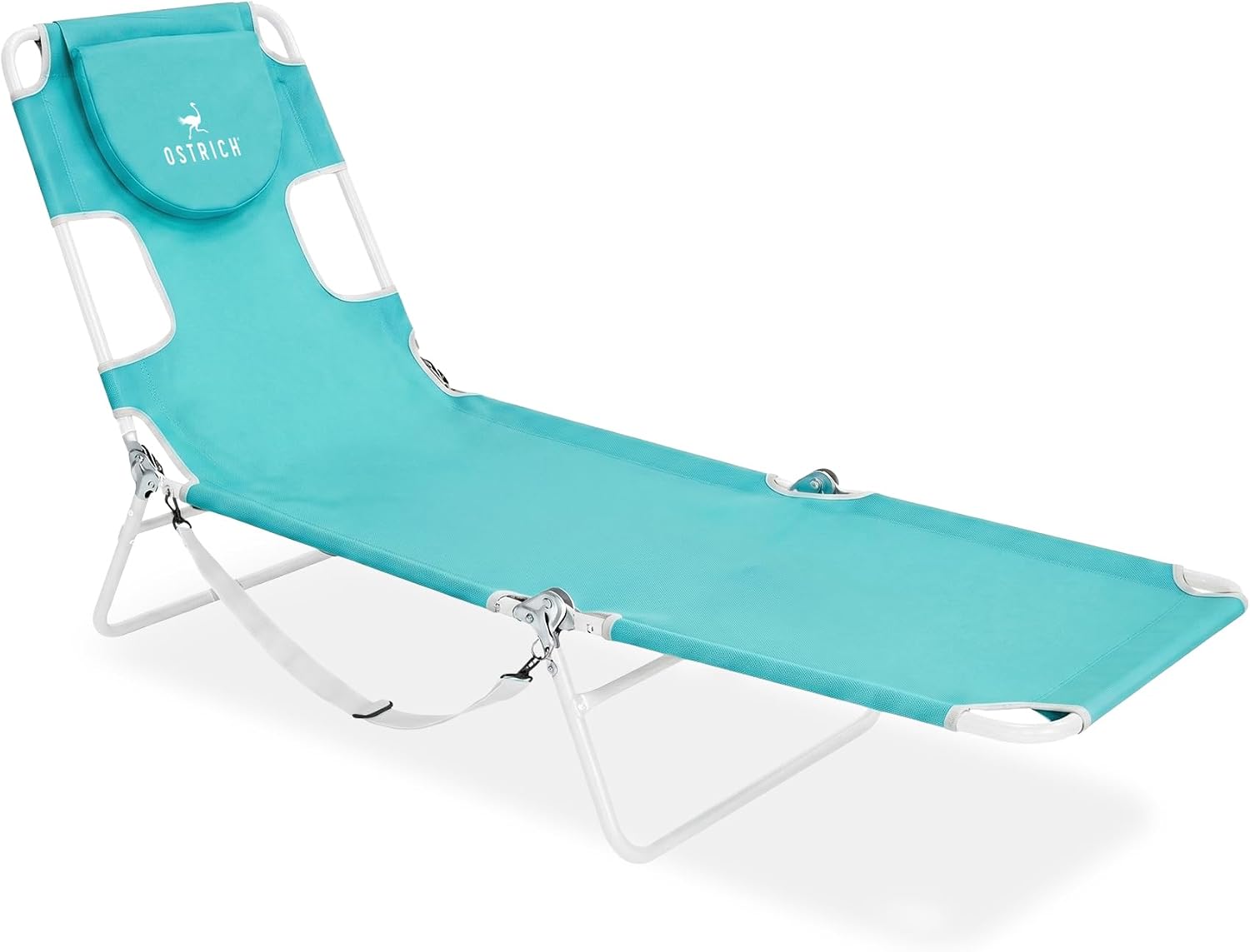 Ostrich the Original Chaise 72 x 22 Inch Lounge Portable Reclining Lounger, Outdoor Patio, Beach, Lawn, Camping, or Pool Tanning Chair, Ocean Blue