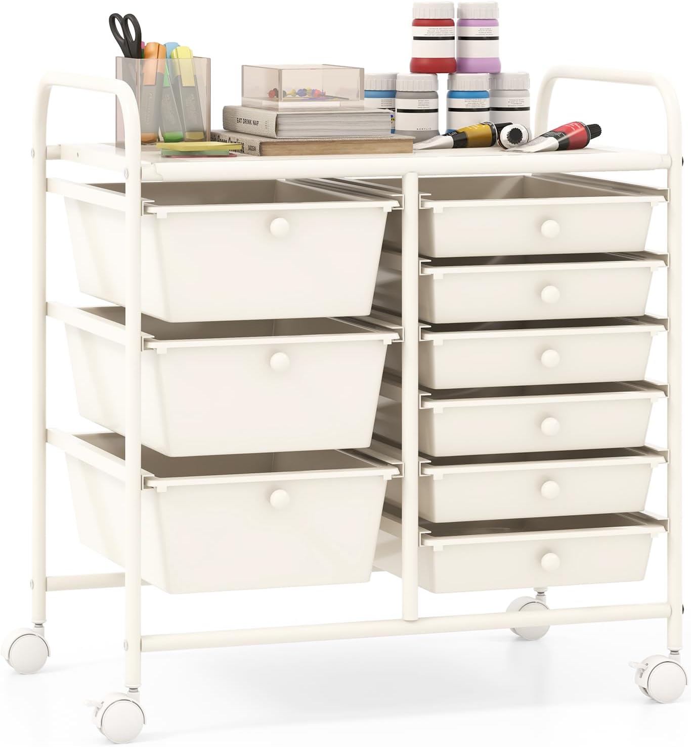 Giantex 15 Drawer Rolling Storage Cart Tools Scrapbook Paper Office School Organizer, Multicolor