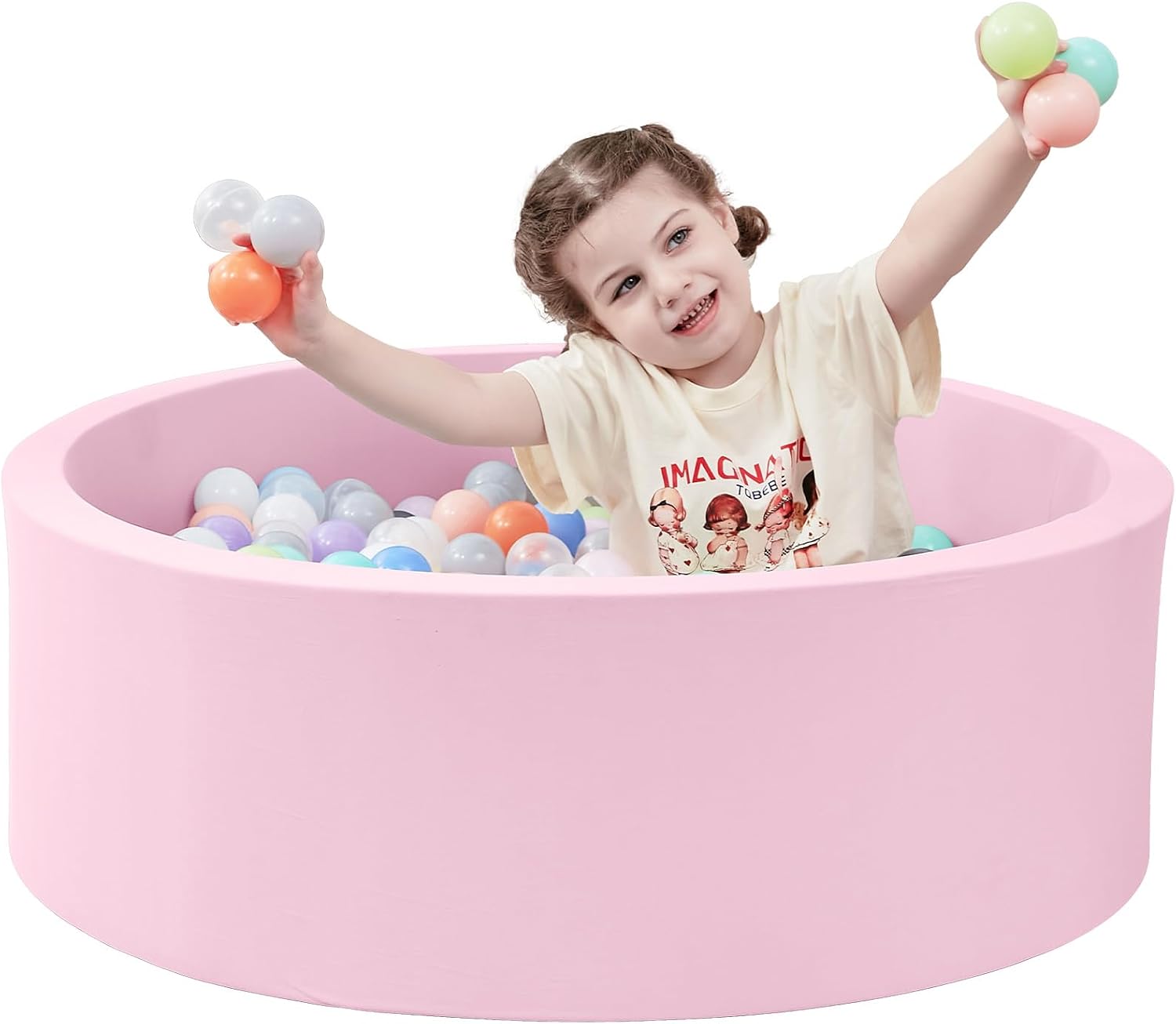 Foam Ball Pit, 47.2"x 13.8" Large Ball Pits for Toddlers-Grey