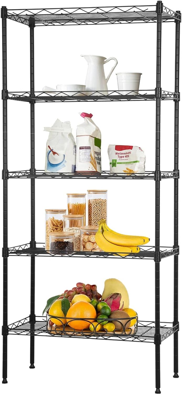 Heavy Duty 6 Tier Shelving Unit Adjustable 6000Lbs Capacity Steel Storage Rack 18" x 48 x 76 Mobile Shelves Wire Shelf Silver Rolling Utility Cart for