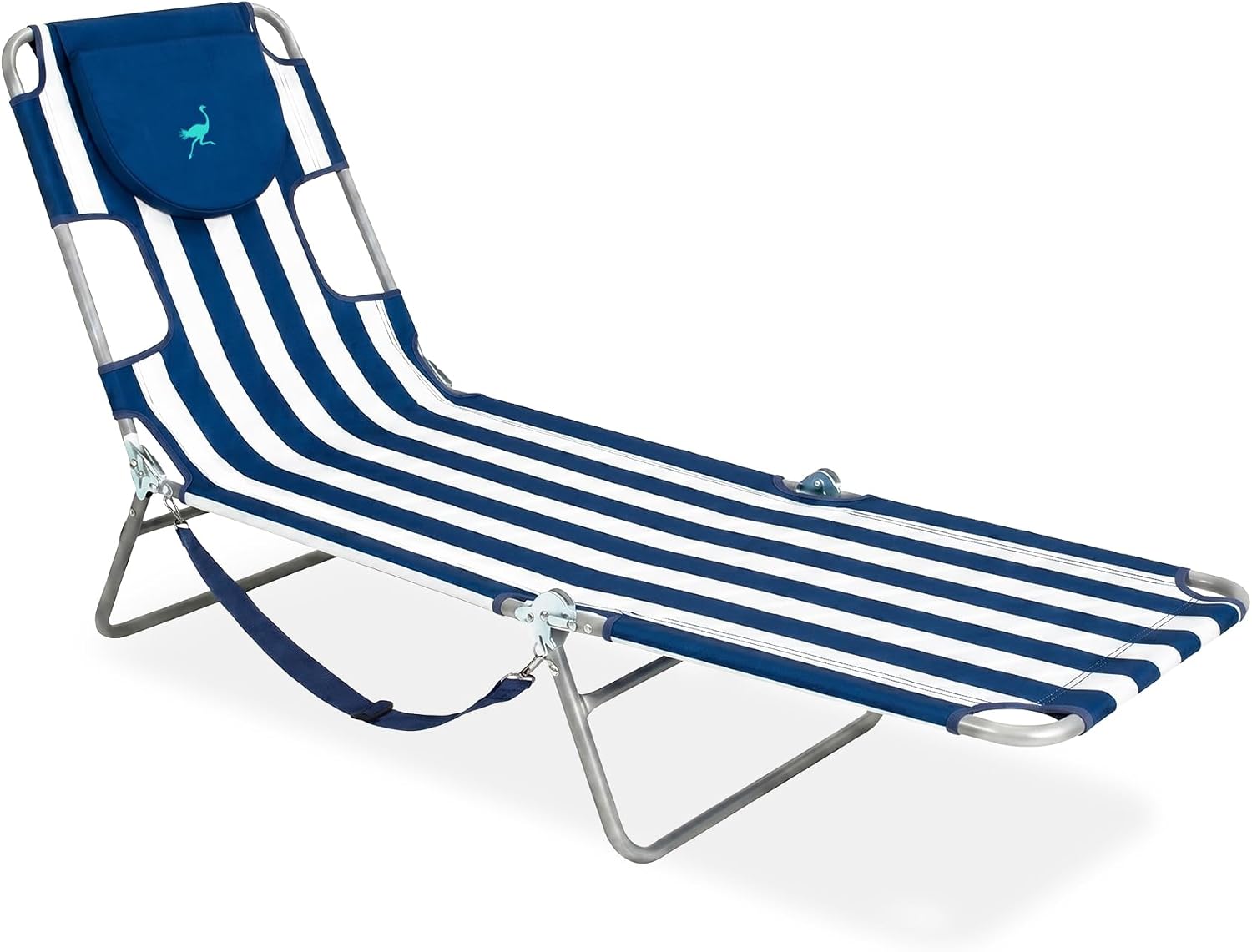 Ostrich the Original Chaise 72 x 22 Inch Lounge Portable Reclining Lounger, Outdoor Patio, Beach, Lawn, Camping, or Pool Tanning Chair, Ocean Blue