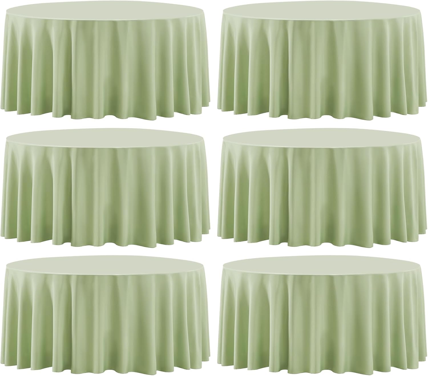 Aocoz Round Tablecloth 120 Inch 6 Pack White Tablecloths Washable Decorative Linen Polyester Table Clothes Cover for Dining Table Banquets Buffet