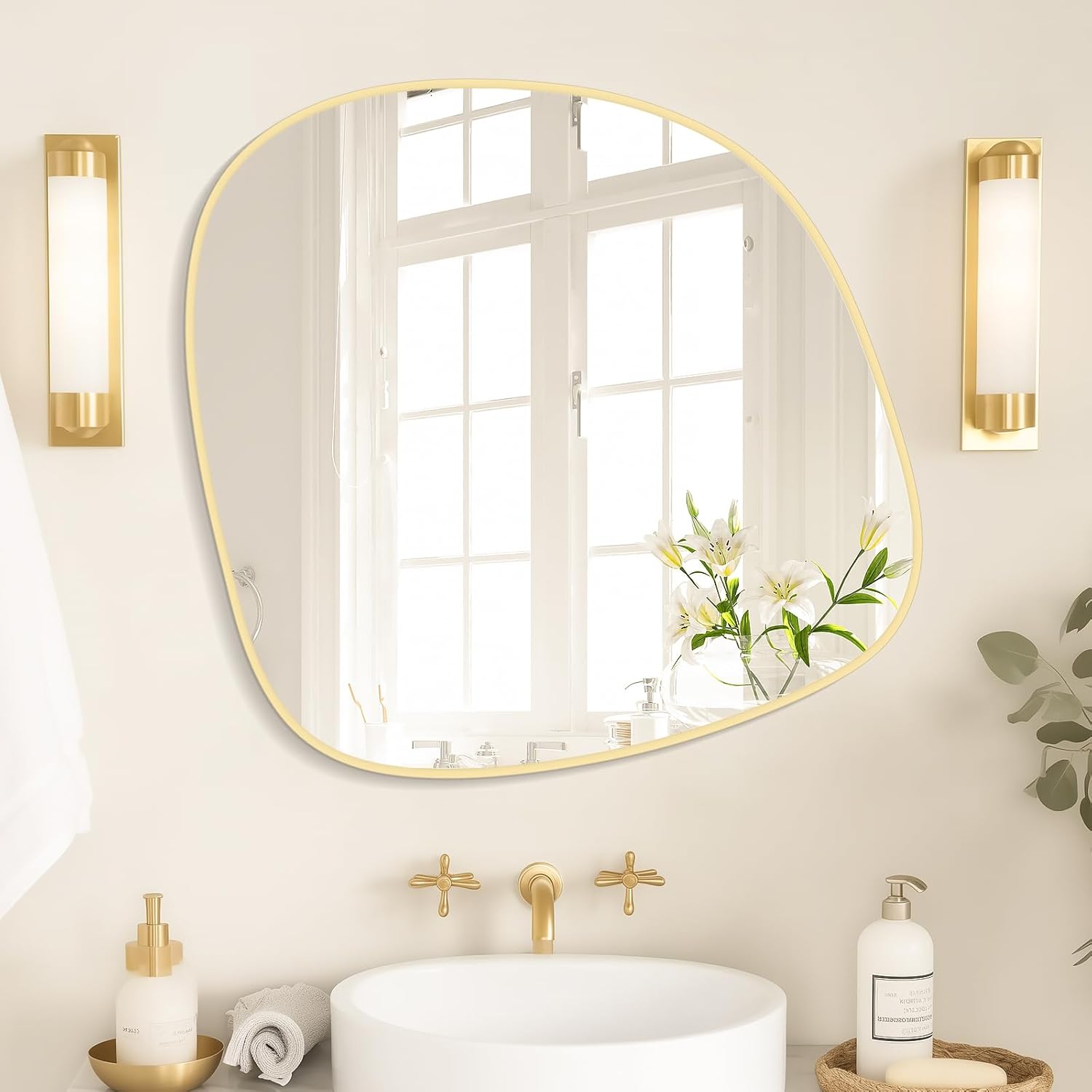 WallBeyond Asymmetrical Mirror, Irregular Mirror Full Length, Boho Wall Mirrors Decorative for Bedroom Living Room Entryway Hall