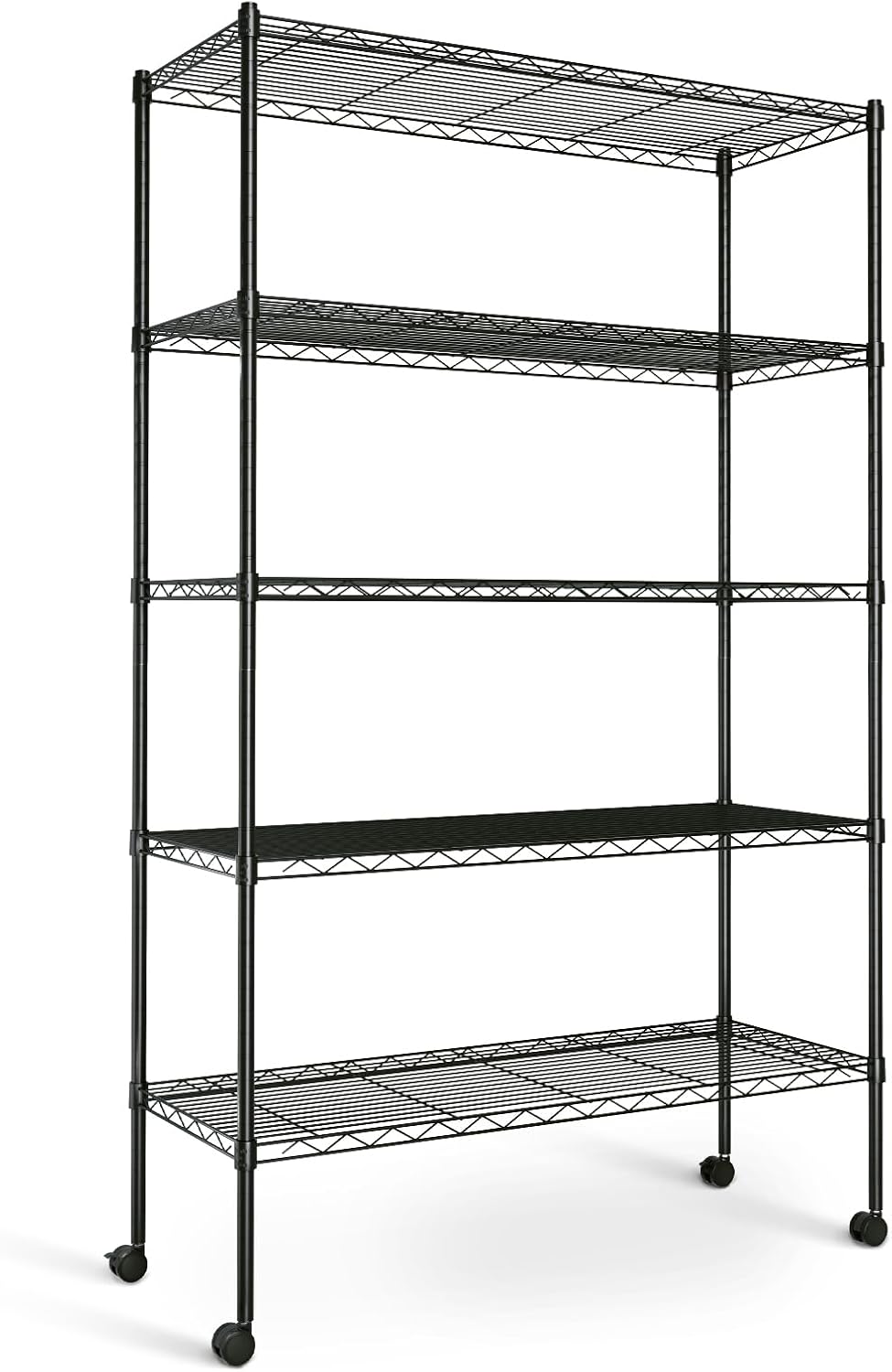 Simple Deluxe Heavy Duty 3-Shelf Shelving Unit with Wheels, Adjustable Steel Wire Shelving