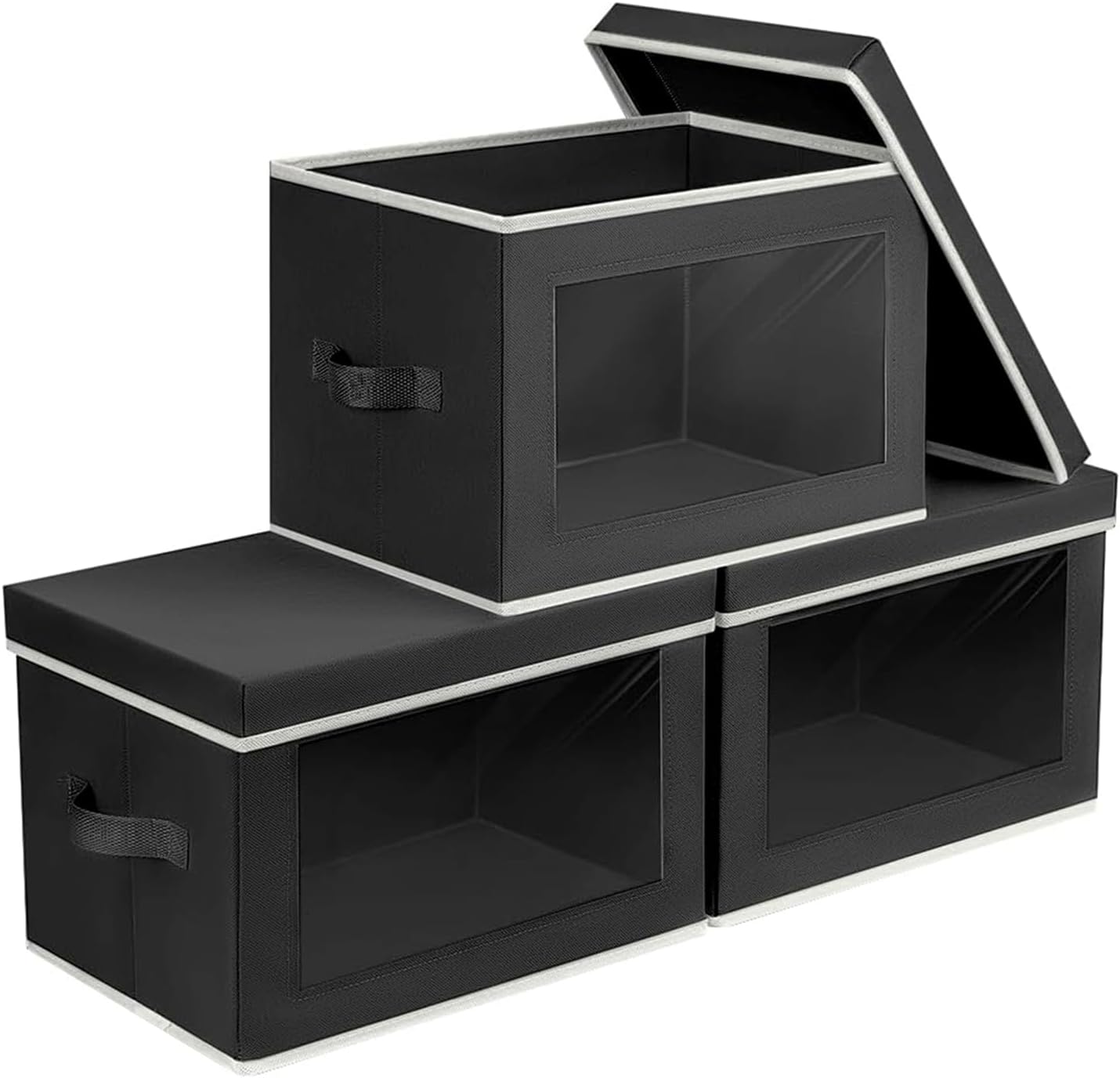 Homsorout Storage Bins with Lids - Large Decorative Basket with Lids, Fabric Foldable Closet Organizer Bins, Stackable Shelf Organizer for Living Room