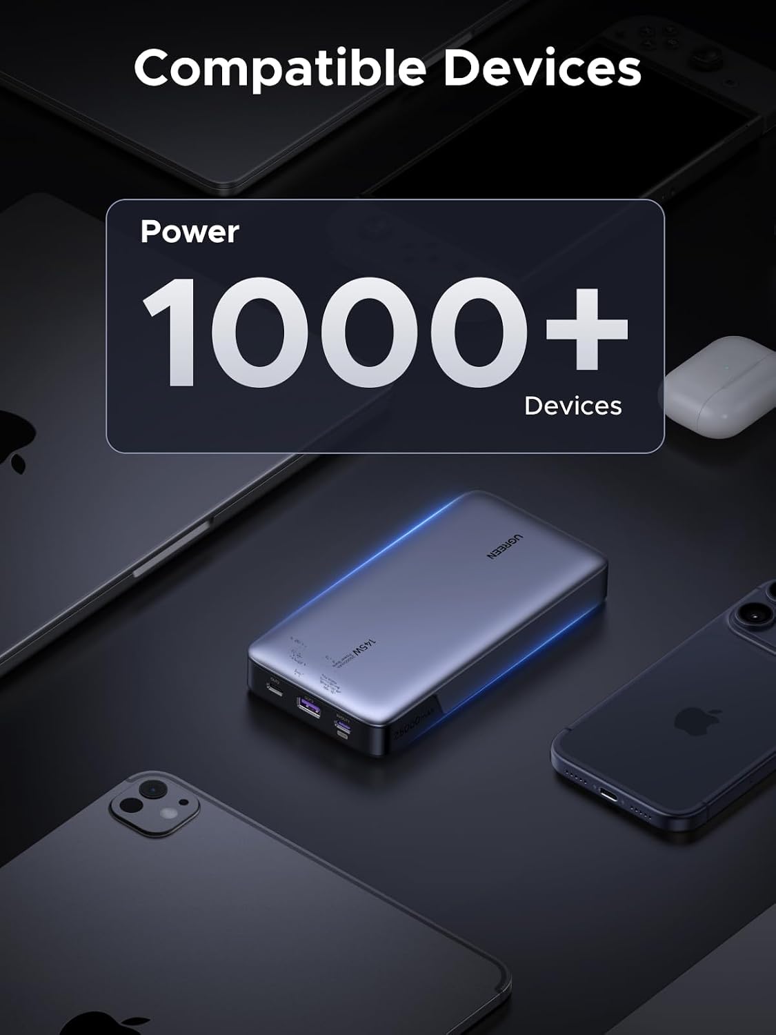 UGREEN Nexode 25000mAh 145W 3-Port USB-C Power Bank for iPhone 17 Pro Max