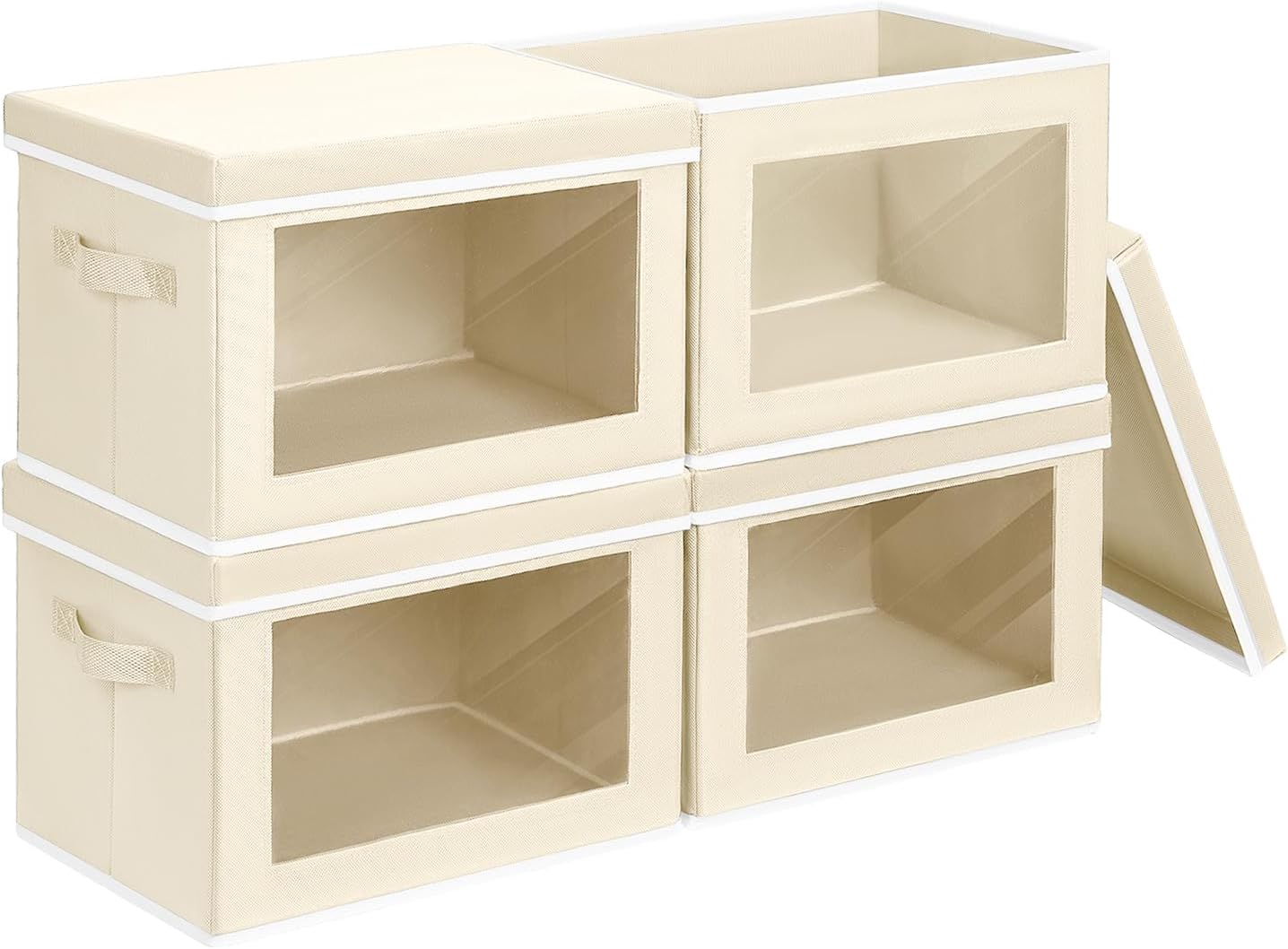 Homsorout Storage Bins with Lids - Large Decorative Basket with Lids, Fabric Foldable Closet Organizer Bins, Stackable Shelf Organizer for Living Room