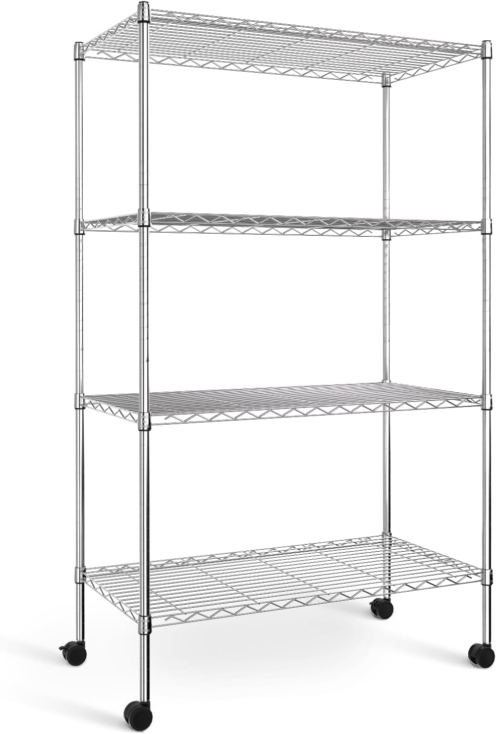 YSSOA Heavy Duty 3-Tier Storage Shelves 750Lb Capacity, 24.02" D x 13.78" W x 21.97" H Shelving Unit for Pantry, Garage, Laundry and Kitchen, Chrome
