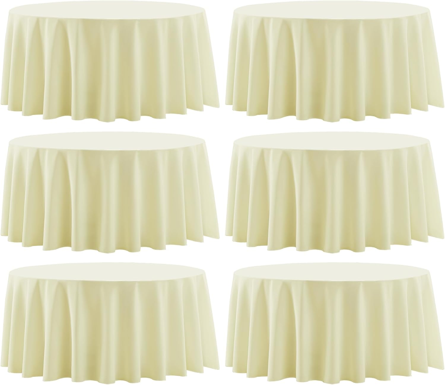 Aocoz Round Tablecloth 120 Inch 6 Pack White Tablecloths Washable Decorative Linen Polyester Table Clothes Cover for Dining Table Banquets Buffet