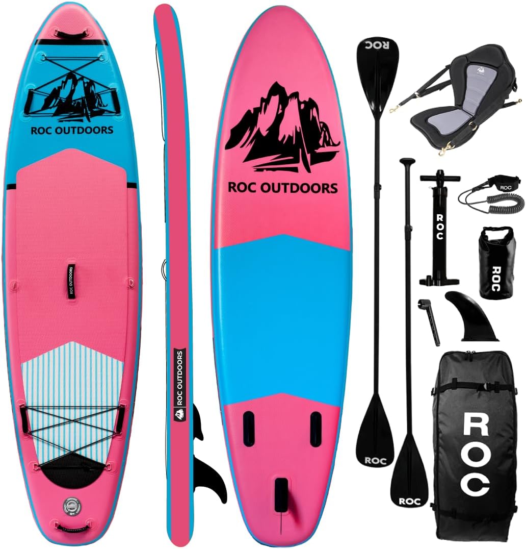 Roc Inflatable Stand Up Paddle Board 10' 6" with Premium SUP Paddle Board Accessories, Wide Stable Design, Non-Slip Comfort Deck for Youth and Adults