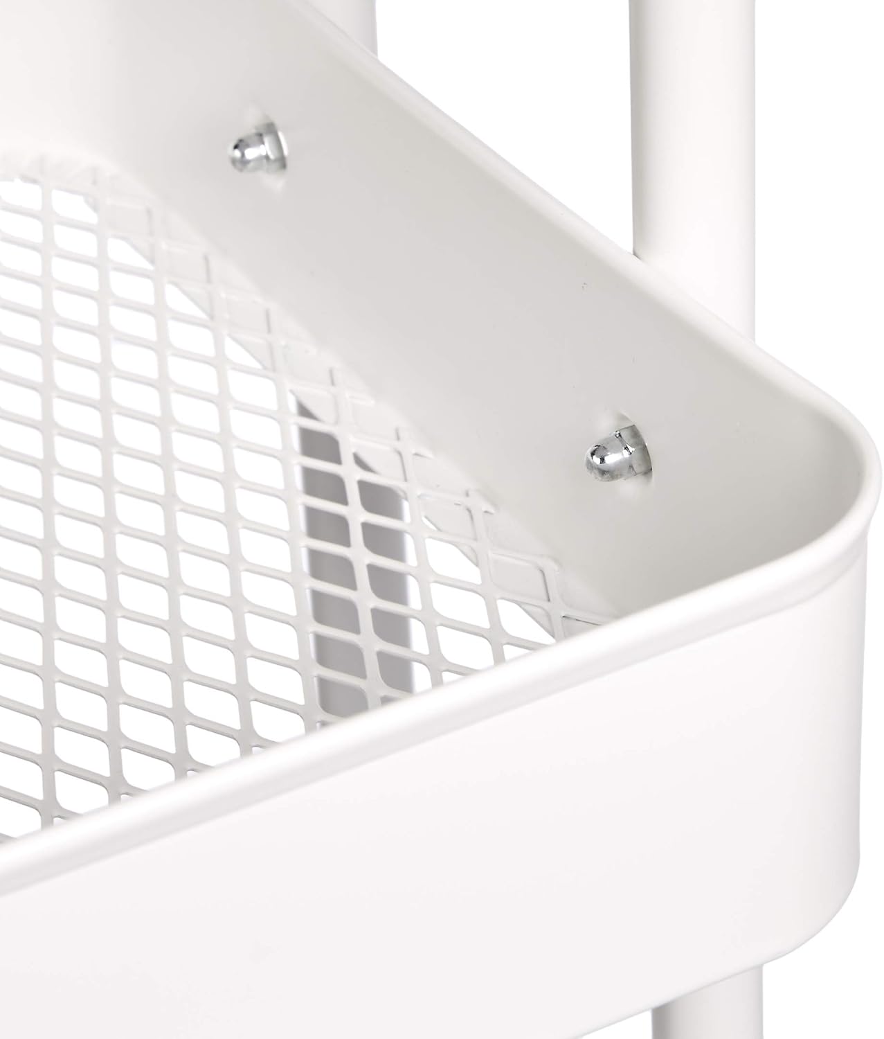 Amazon Basics 2-Tier Rolling Metal Utility Cart with Shelf, Portable Multi-Functional Storage, White