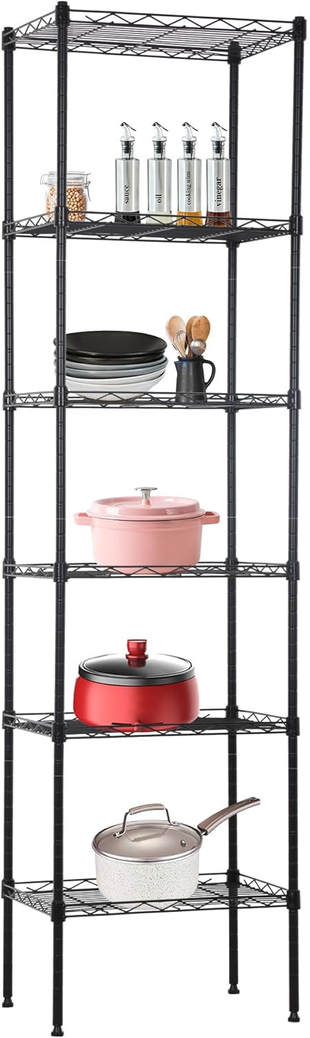 BestOffice, 4-Tier Wire Storage Shelves, 36x14x54, Black, with Adjustable Racks, Heavy-Duty Metal Shelf, Holds Up to 1000 lbs, No-Tool Assembly