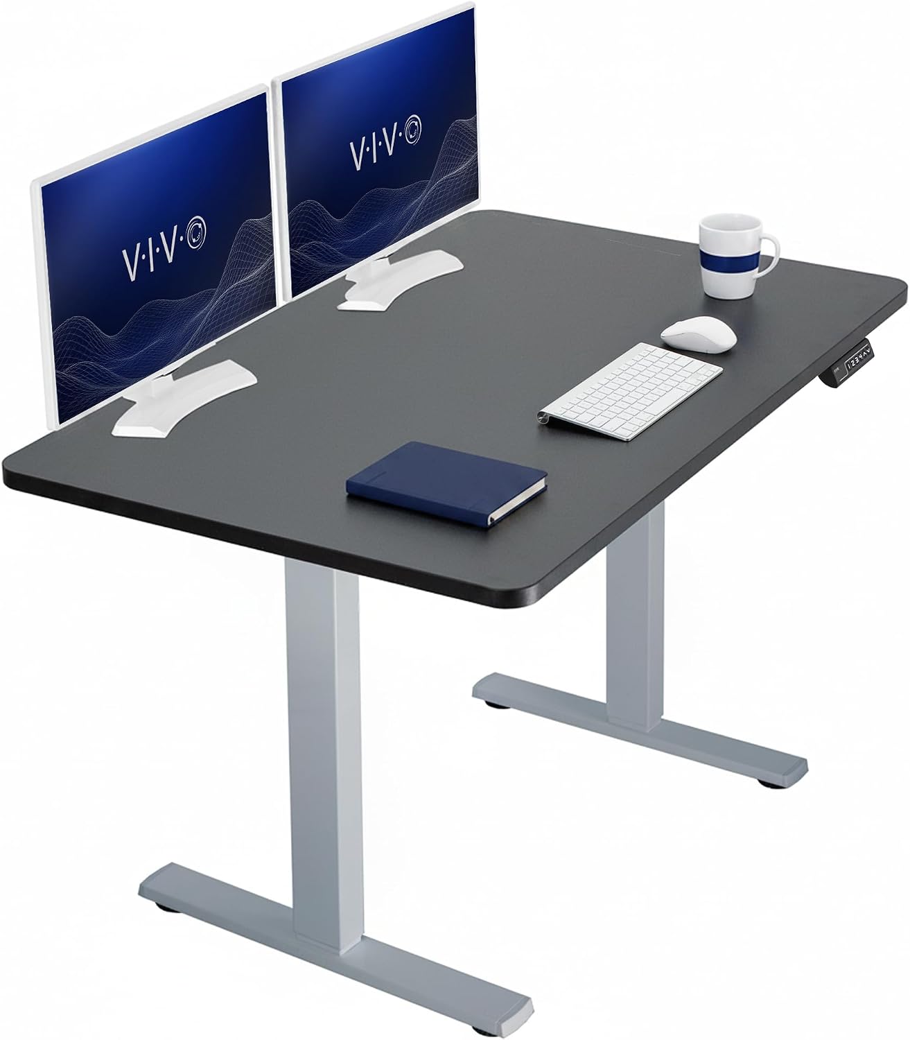 VIVO Electric 63 x 32 in Standing Desk, Memory Height Adjustment, 1B Series, Holds 220 lbs, Dark Walnut Top Black Frame, DESK-KIT-1B1D