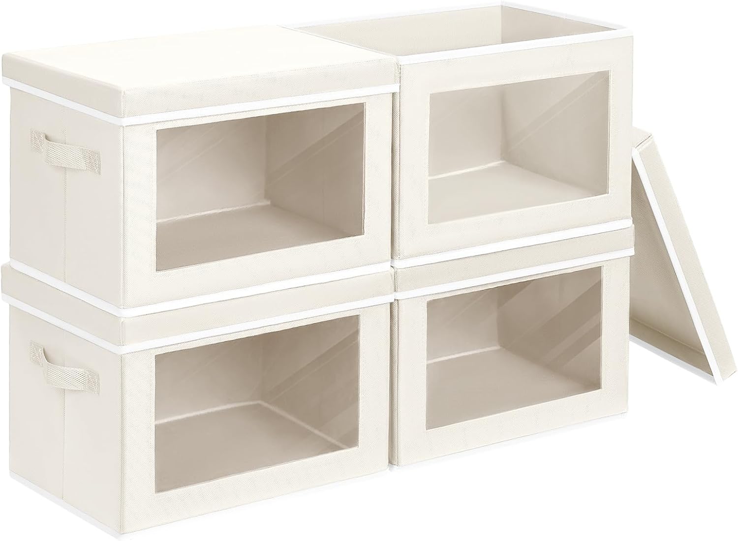 Homsorout Storage Bins with Lids - Large Decorative Basket with Lids, Fabric Foldable Closet Organizer Bins, Stackable Shelf Organizer for Living Room
