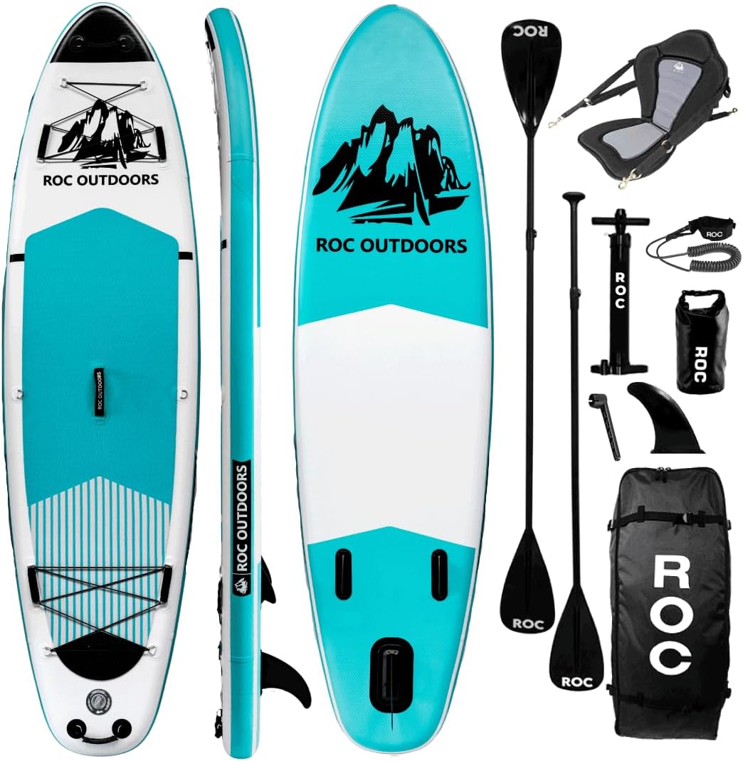 Roc Inflatable Stand Up Paddle Board 10' 6" with Premium SUP Paddle Board Accessories, Wide Stable Design, Non-Slip Comfort Deck for Youth and Adults