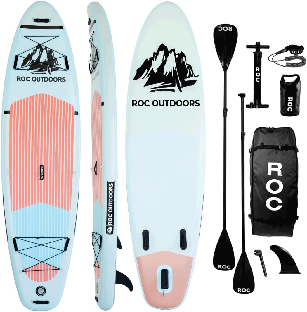 Roc Inflatable Stand Up Paddle Board 10' 6" with Premium SUP Paddle Board Accessories, Wide Stable Design, Non-Slip Comfort Deck for Youth and Adults