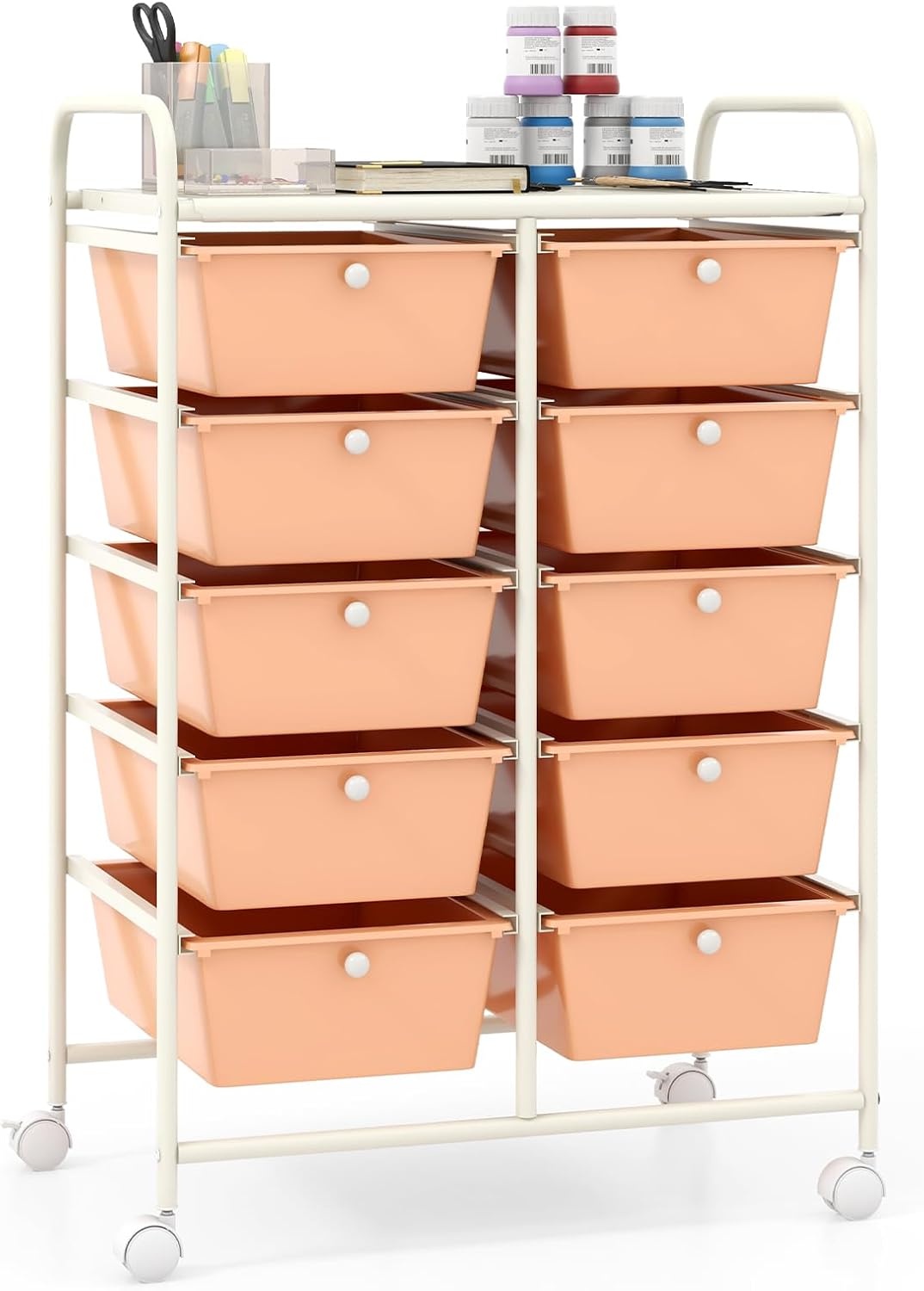 Giantex 15 Drawer Rolling Storage Cart Tools Scrapbook Paper Office School Organizer, Multicolor