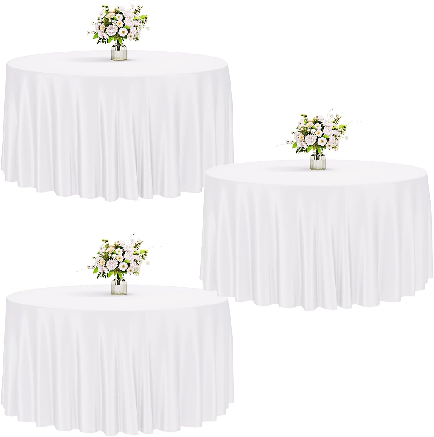 Fixwal 120 Inch Black Round Tablecloth, 6 Pack Round Table Cloth Polyester Fabric Washable Table Covers for New Year Decorations, Party, Banquet