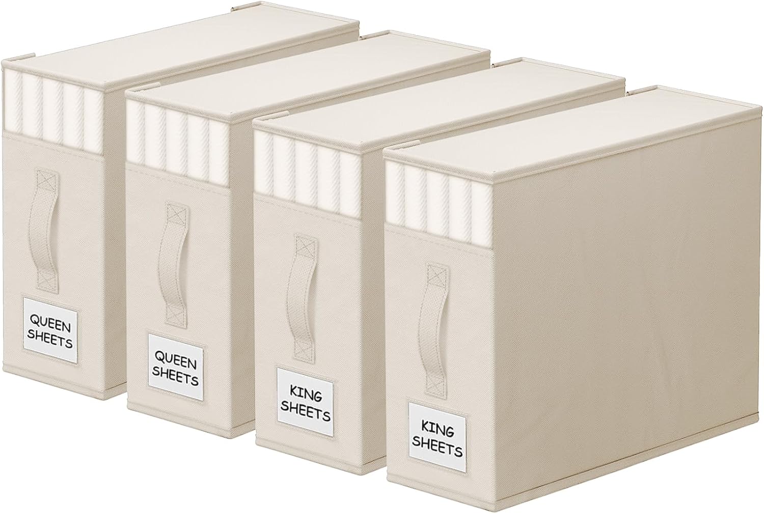 StorageTastic 6 Pack Bed Sheet Closet Organizers and Storage, Sturdy Foldable Storage Containers with Window and Label