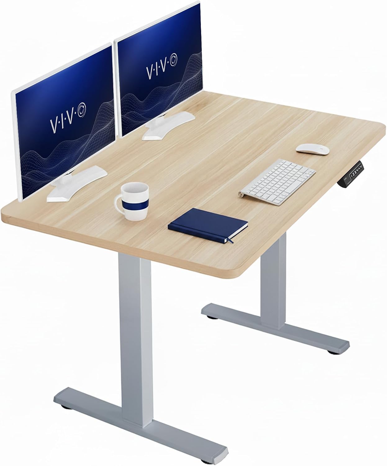 VIVO Electric 63 x 32 in Standing Desk, Memory Height Adjustment, 1B Series, Holds 220 lbs, Dark Walnut Top Black Frame, DESK-KIT-1B1D