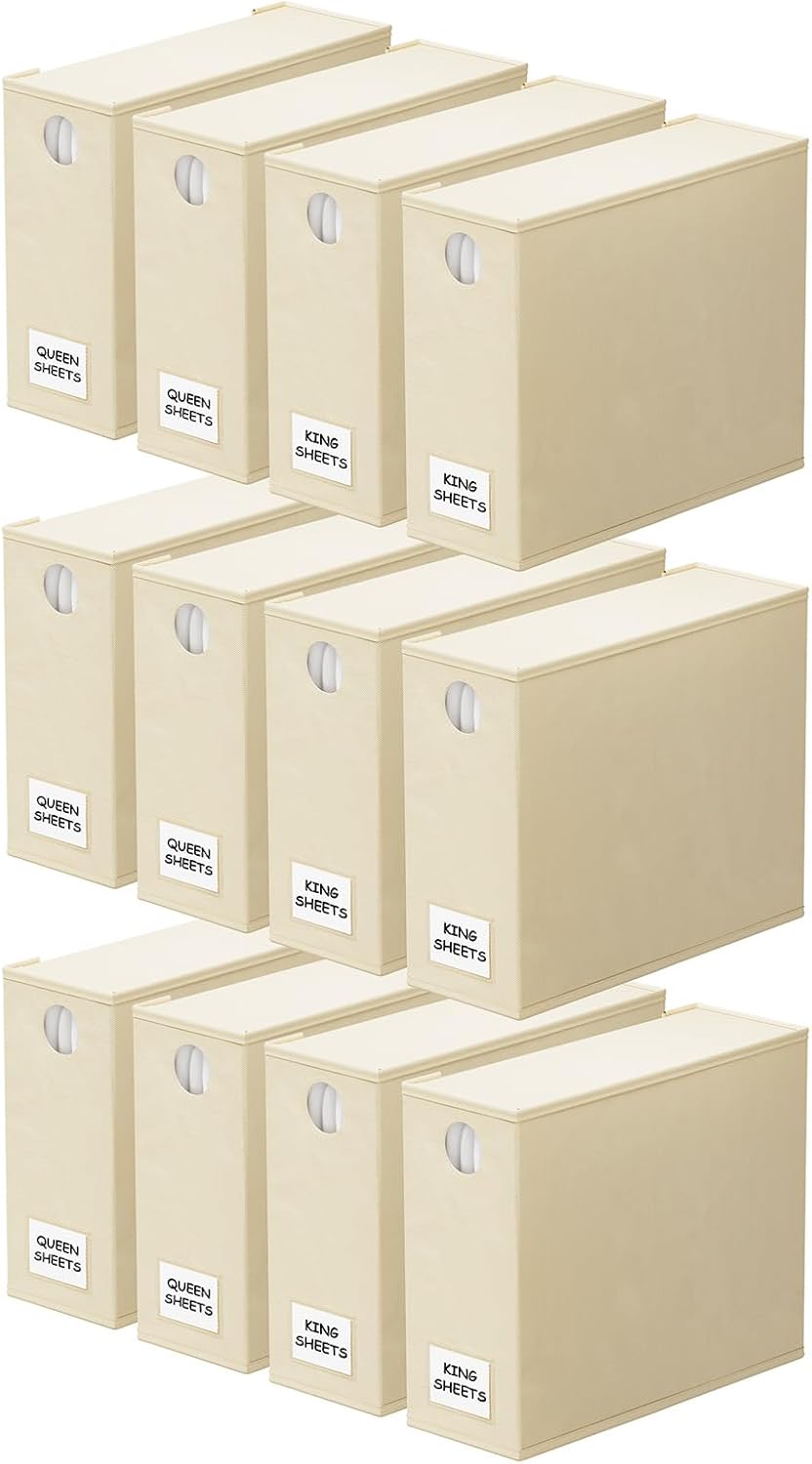 SpaceAid 8 Pack Bed Sheet Organizers and Storage, Foldable Sheet Organizer for Linen Closet