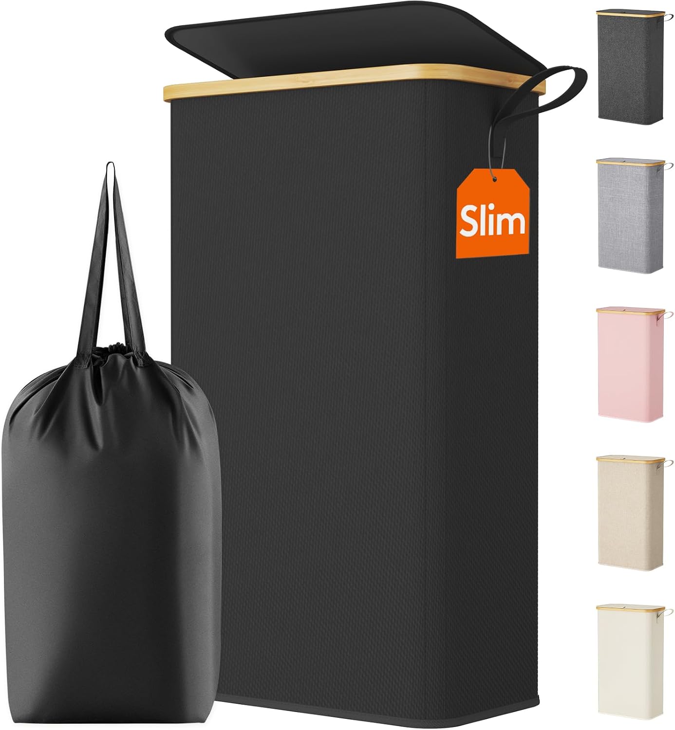 Lifewit 150L Double Laundry Hamper with Lid, Large Laundry Basket with Removable Bag and Bamboo Handles